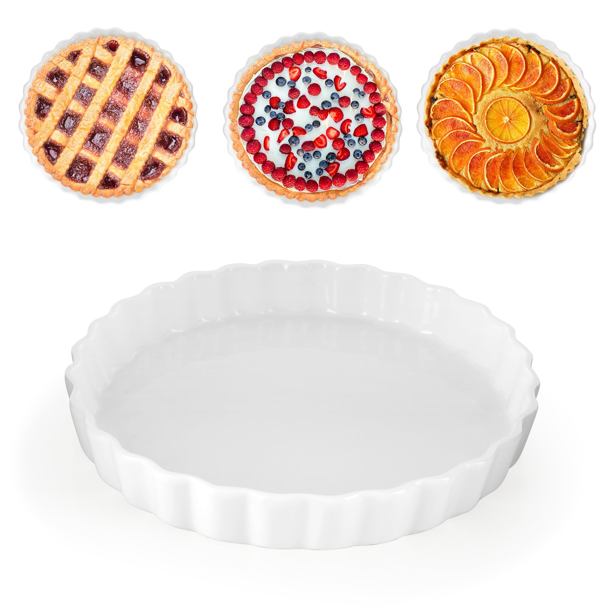 Plat à Quiche / Flan Queen Anne - Céramique Avec Support Plaqué Argent - Neuf En Boîte