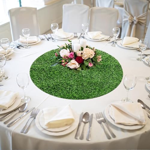 Miniatura 9 de Alfombra redonda de césped artificial, azulejos de césped falsos, alfombra de césped realista para balcón, patio, exteriores, manteles individuales