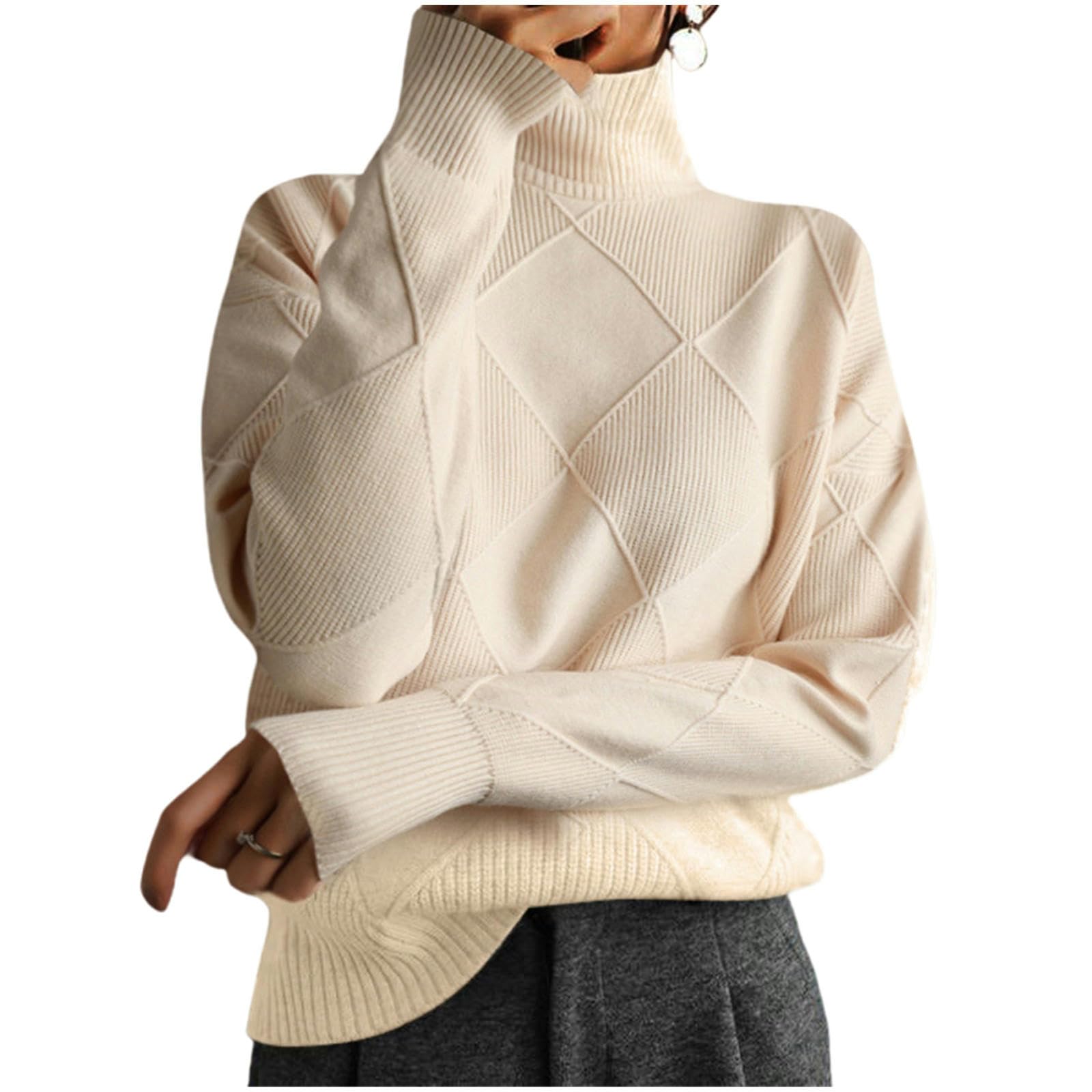 Maglione Donna Maglione da Donna Autunno E Inverno Maglione Lavorato A Maglia Tutto-fiammifero Maglione Dolcevita Allentato Caldo-g-s