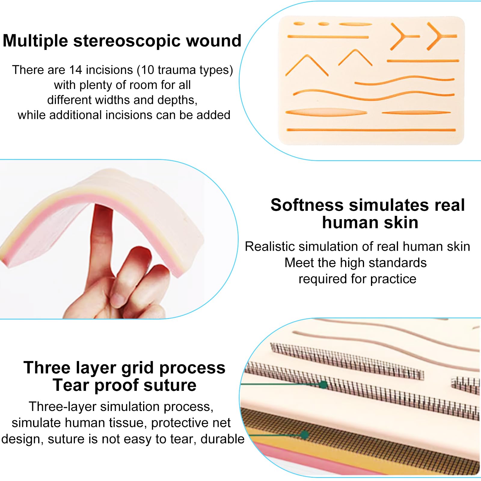 Chirurgisches Nahtset, Nahttrainingsset, Wundnaht Übungsset, Silikon-Nähkissen mit Werkzeugsatz, Nahtschulung,Suture pad,Suture Practice Kit,Silikon-Nahtsimulator,Ideales Geschenk für Medizinstudenten
