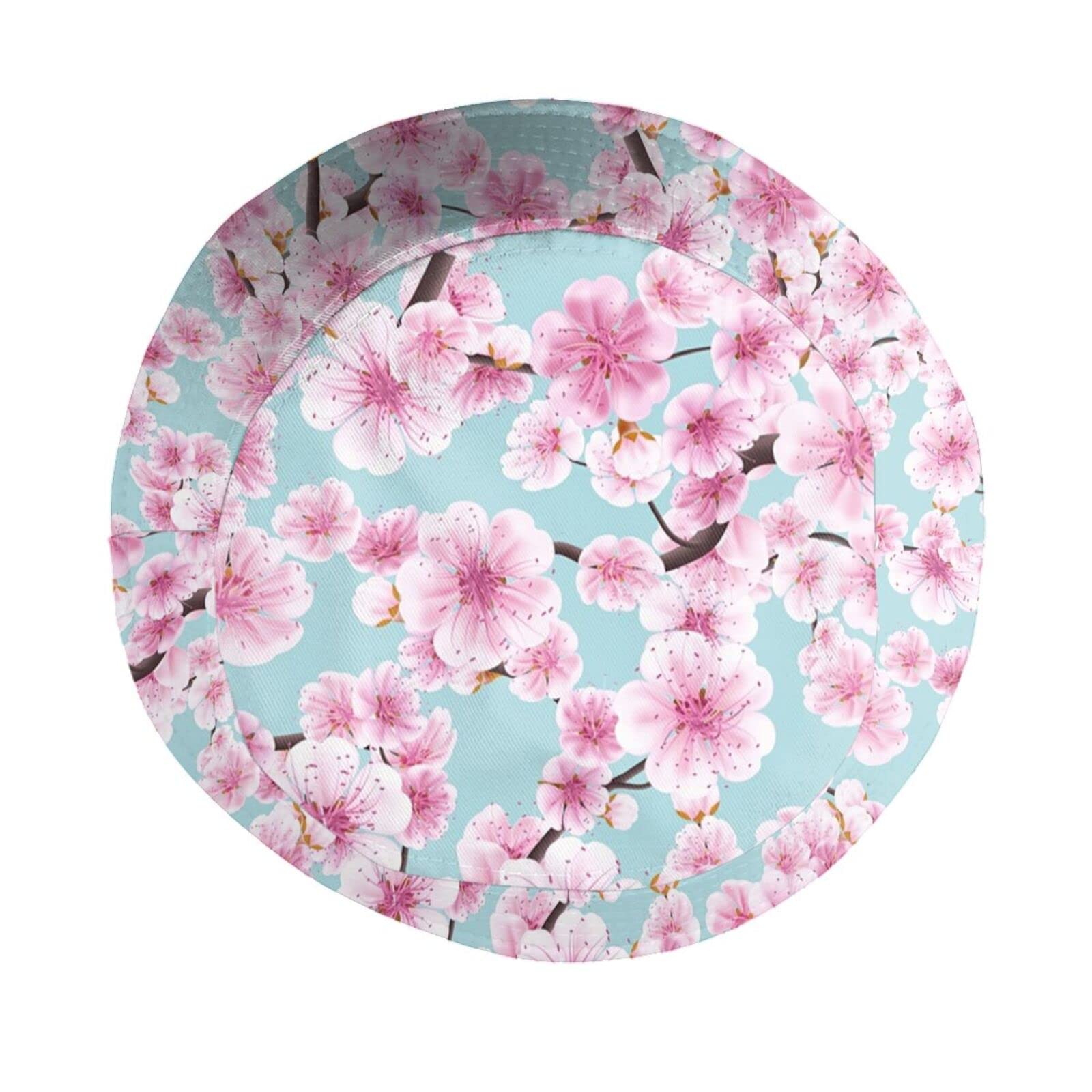 KiuLoam Pink Cherry Blossoms Unisex Bucket Hats,Packable Fisherman Hats Outdoor Summer Travel Hiking Beach Caps for Men Women