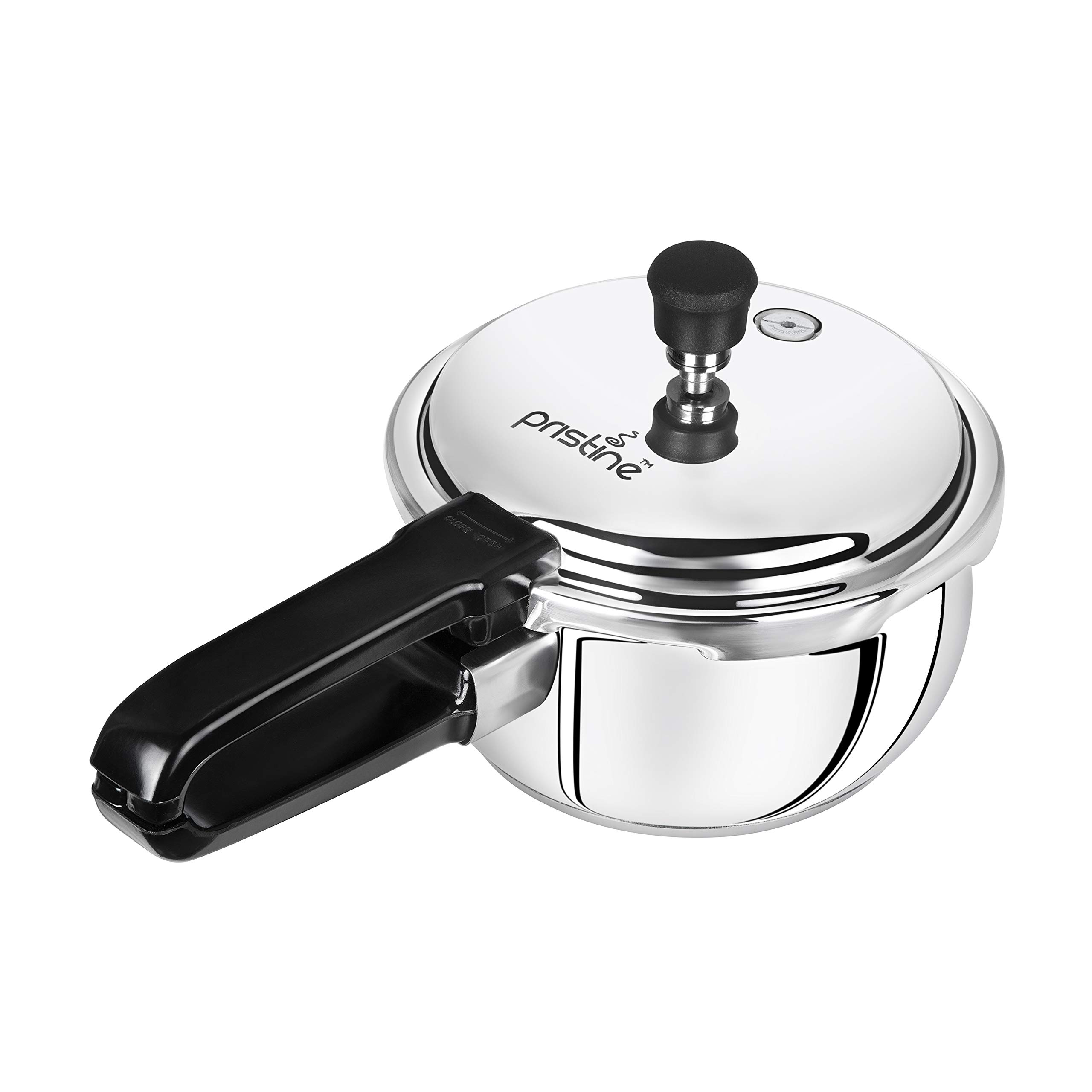 Pristine 18/8 Stainless Steel Tri Ply Induction Base Outer Lid Handi Pressure Cooker with Tadka Pan- 280ml(1.5 litres, Silver) ISI Marked 1