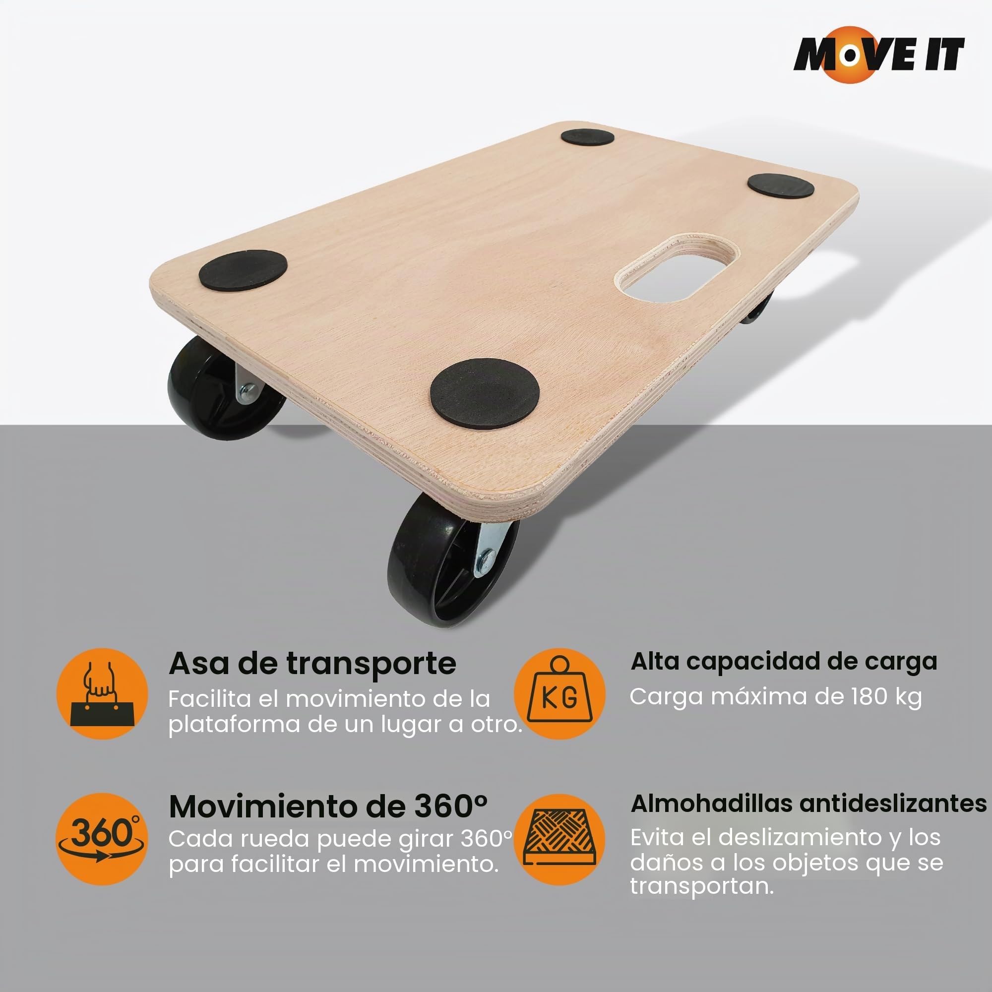 Move-It 11027 - Plataforma con ruedas y agarres