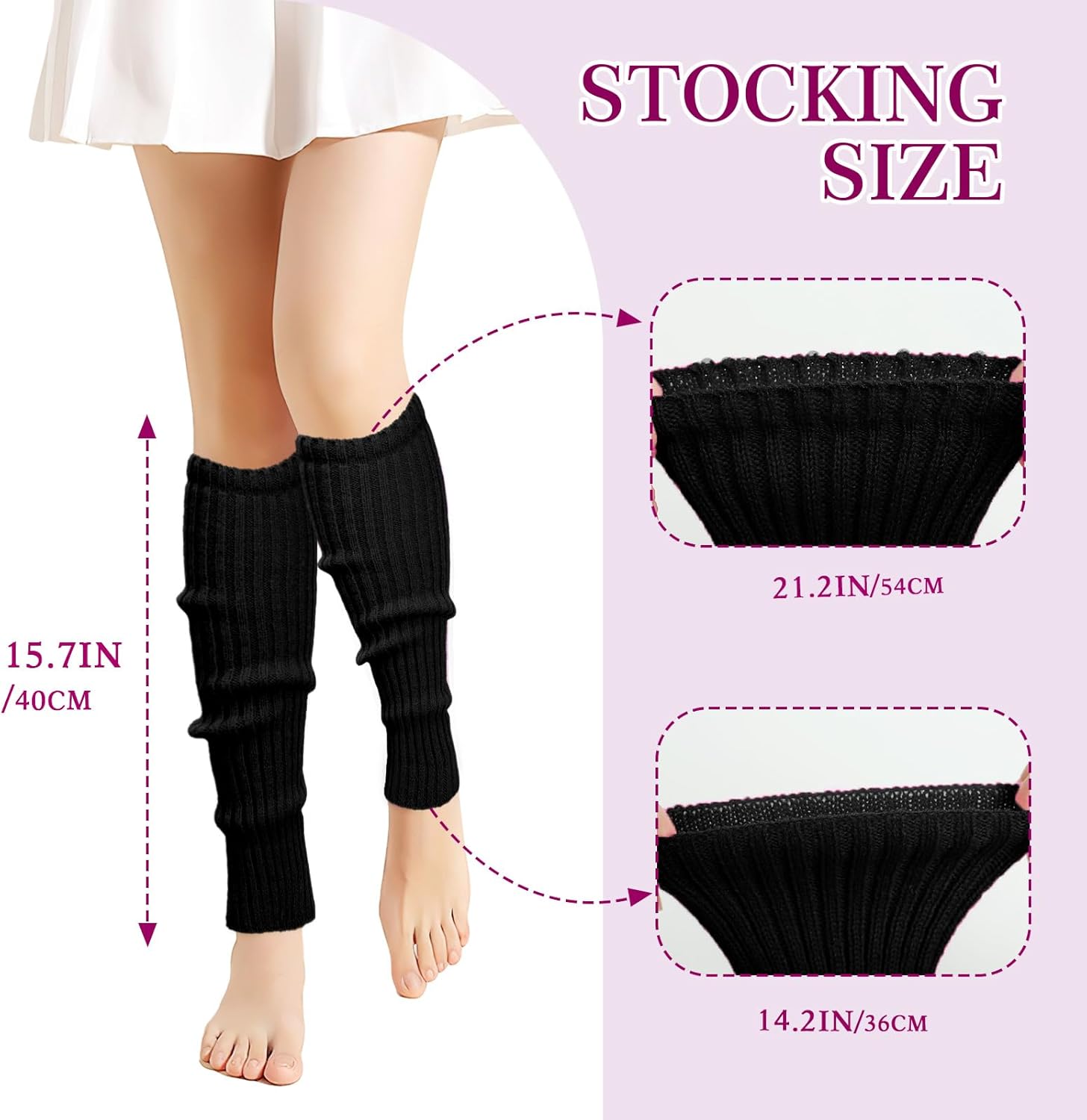 Buauty 80s 90s Leg Warmers for Women, Neon Ribbed Leg Socks, Stylish Accessories for Inspired Outfits for Yoga,Running,Hiking - Image 3