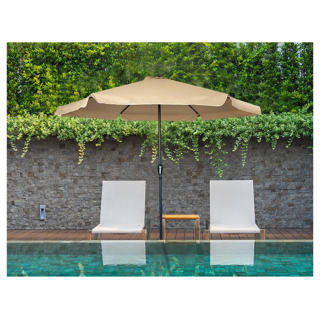 Acomoda Textil – Sombrilla de Jardín con Faldón Protector y Forro Anti UV para Exterior. Parasol de Aluminio Estable con Manivela, Toldo Octogonal 3 M Ø para Terraza y Patio. (Crema)