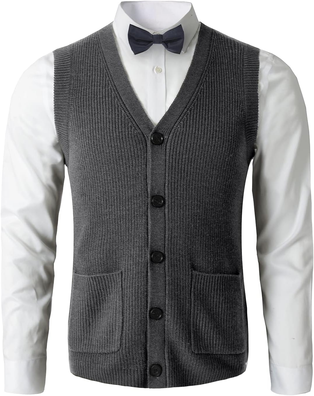 Men's Sweater Vest V-Neck Sleeveless Knitted Button Cardigan DXL Big and Tall Vest