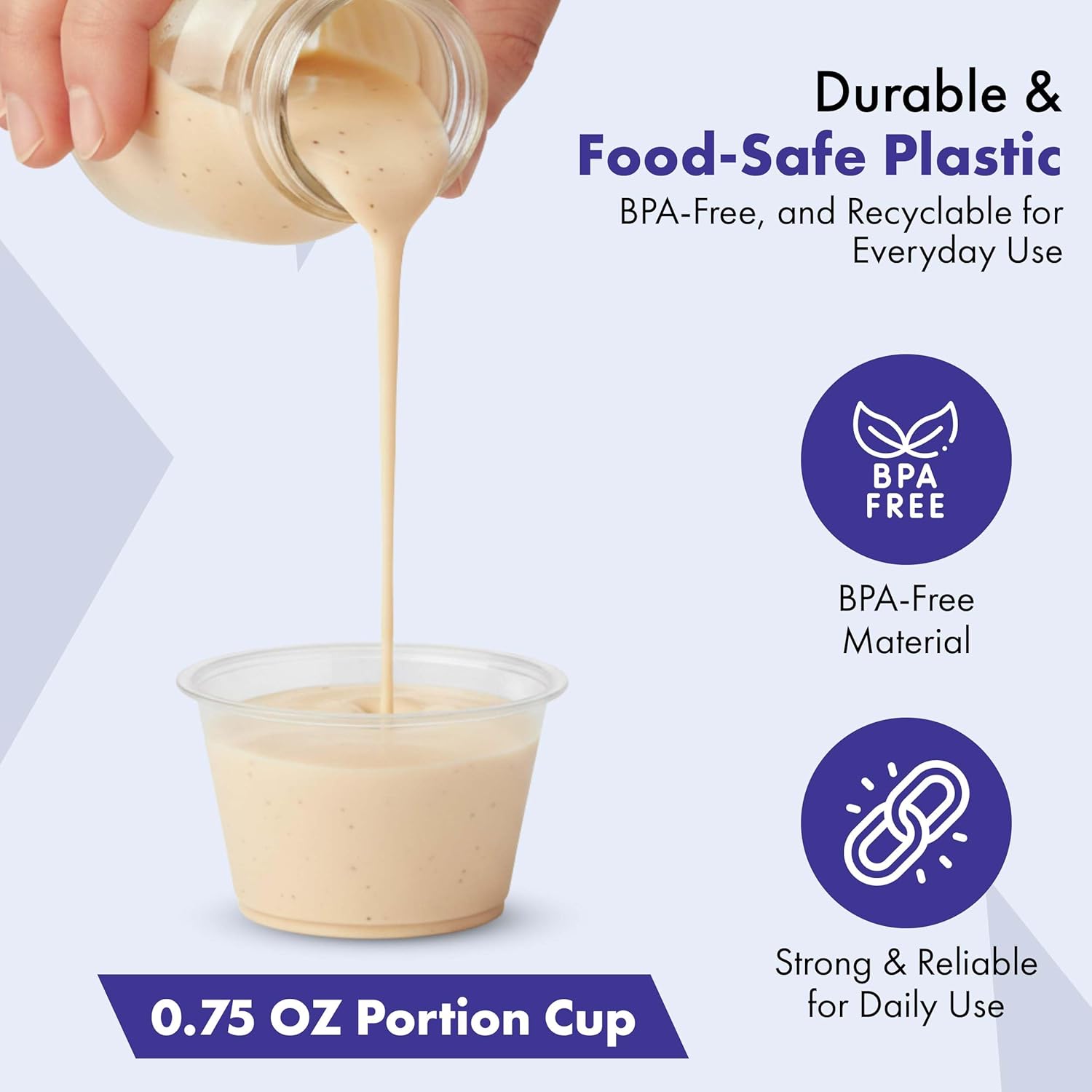 Portion Cups Without Lids | 0.75 oz, 2500 Pack Recyclable Plastic Cups For Condiments, Sauces, and Small Food Samples | BPA Free | Perfect for Restaurants & Catering Services