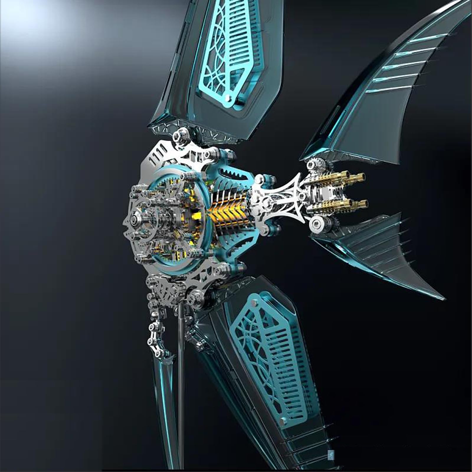 3D Fisch Metal Puzzle Erwachsene mit Licht, Bunte 3D Metall Modellbausatz mit Werkzeug, 3D Puzzle Metall Mechanisch,Desktop Ornament Spielzeug, Geschenke für Erwachsene