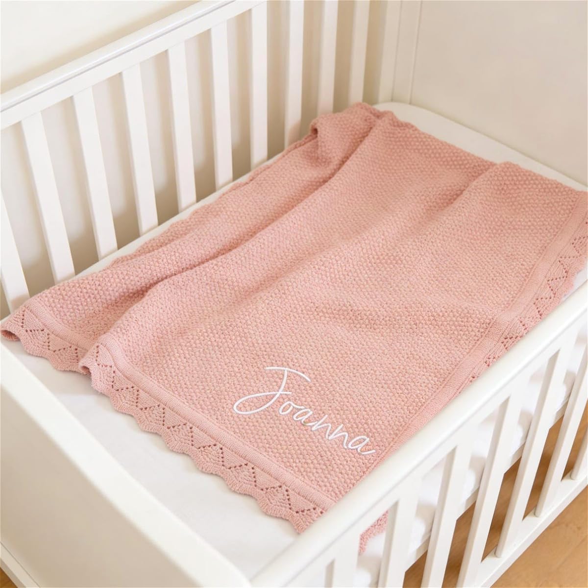Custom Embroidered Baby Name Blanket,Personalized Baby Blanket with Name,Hand-Embroidered Keepsake for Newborn (Multicolor)