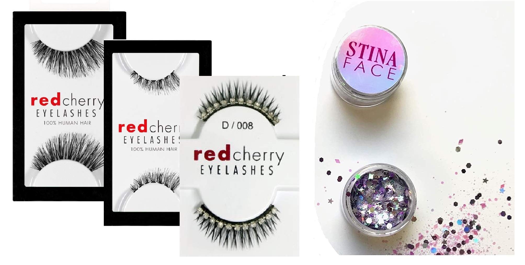 Eyelashes Red Cherry by Troika Eyelashes 100 Human Hair False Eye Lashes Cruelty-Free Latex-Free Handmade w Separate Glitter
