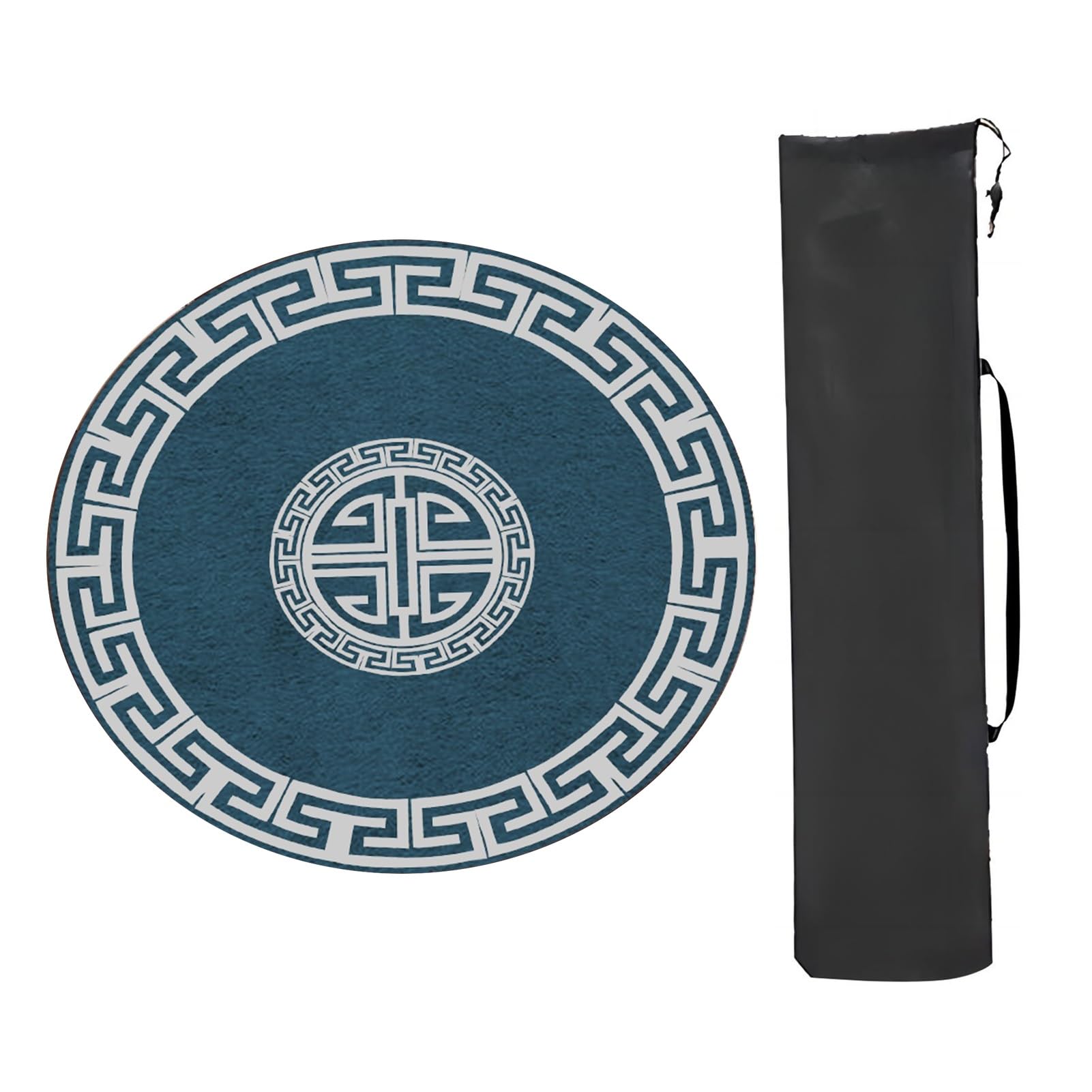 Alfombrilla de póquer, Azul Engrosado con Borde, tapete de Mesa Redondo Antideslizante reducción Ruido, for Mahjong Poker y Juegos Cartas(Blue 3,85 * 85cm(33..46 * 33. 46in))