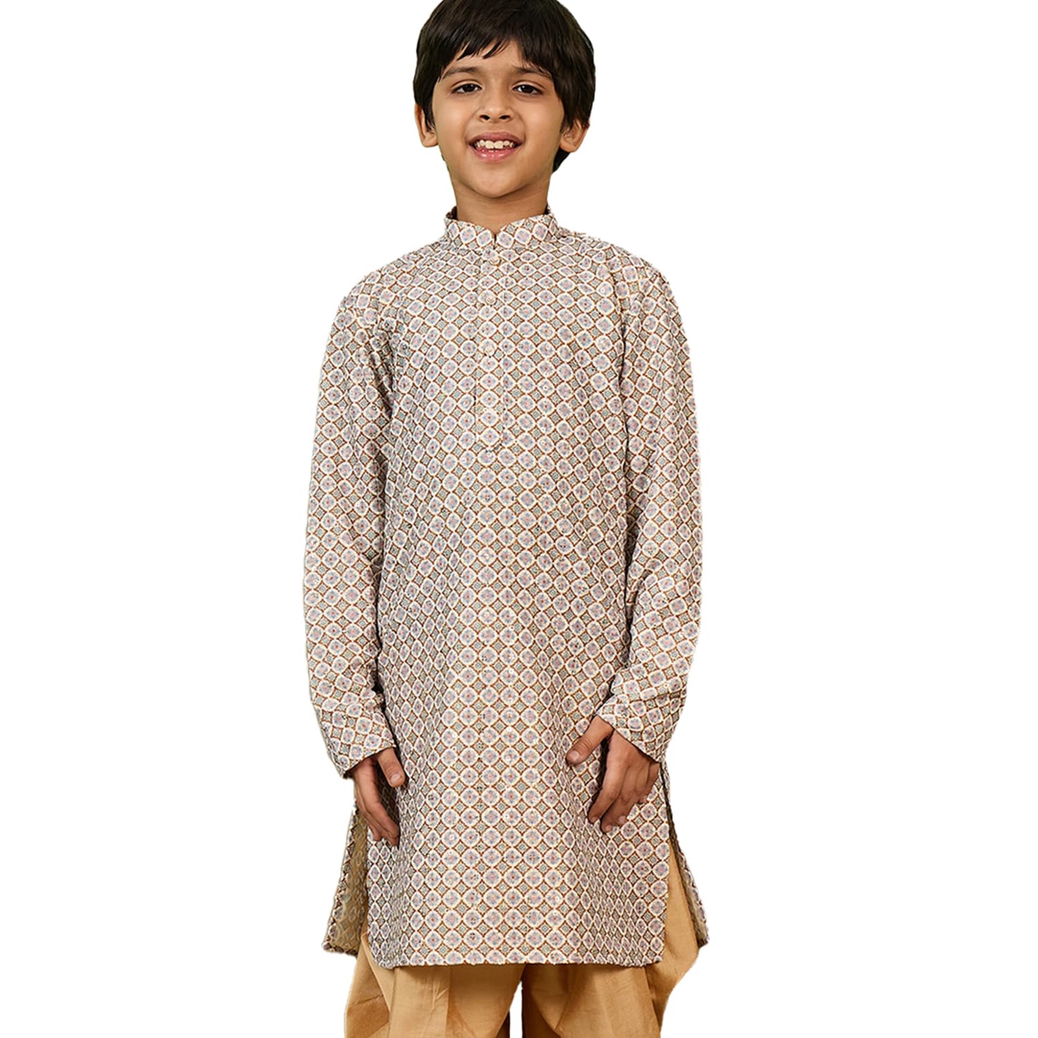 Sanwara Chic & Classic Boys Printed Brown Sequins Designer Cotton Kurta (26)