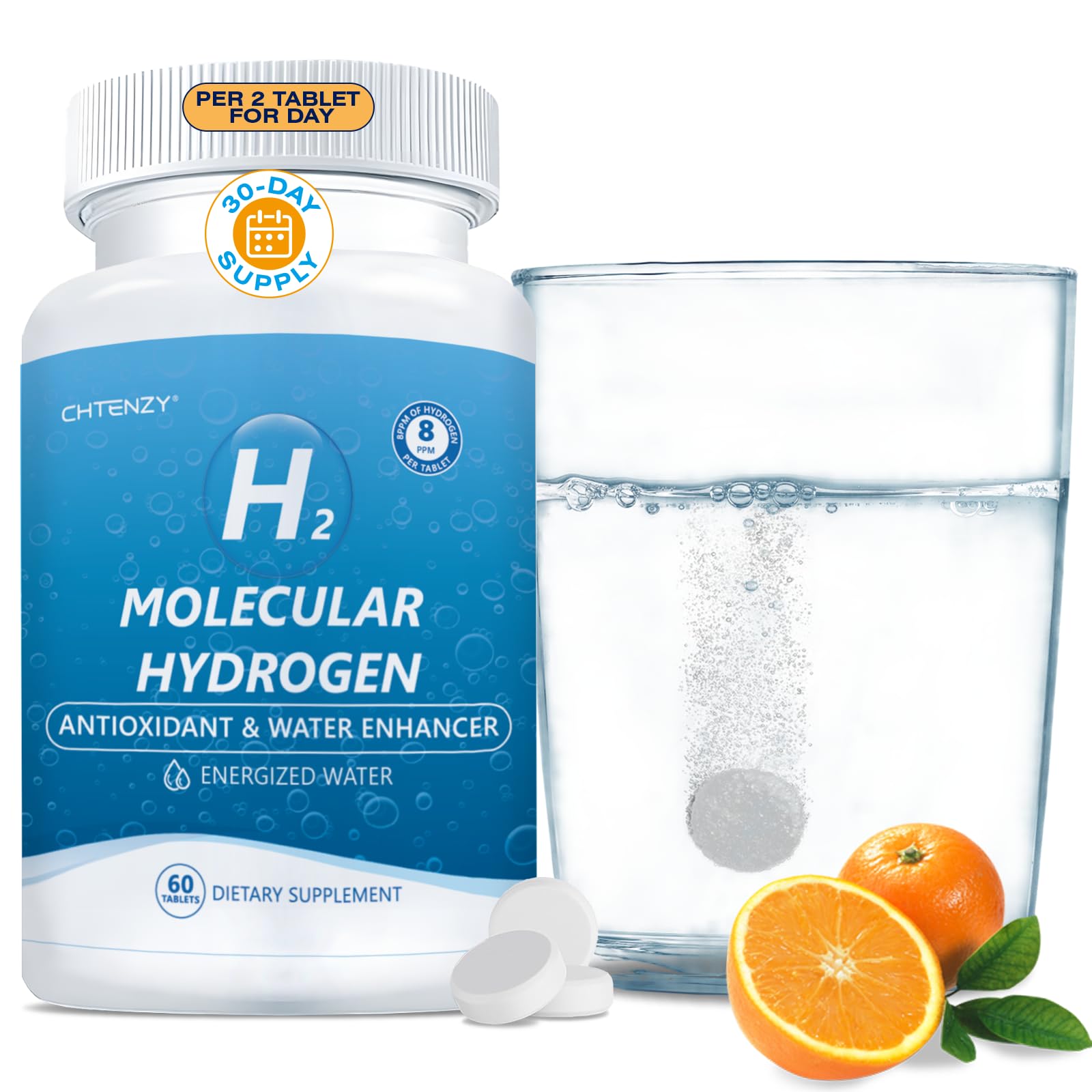 Hydrogen Water Tablets,H2 Molecular Hydrogen for Drinking,60 Count 60 Count (Pack of 1)