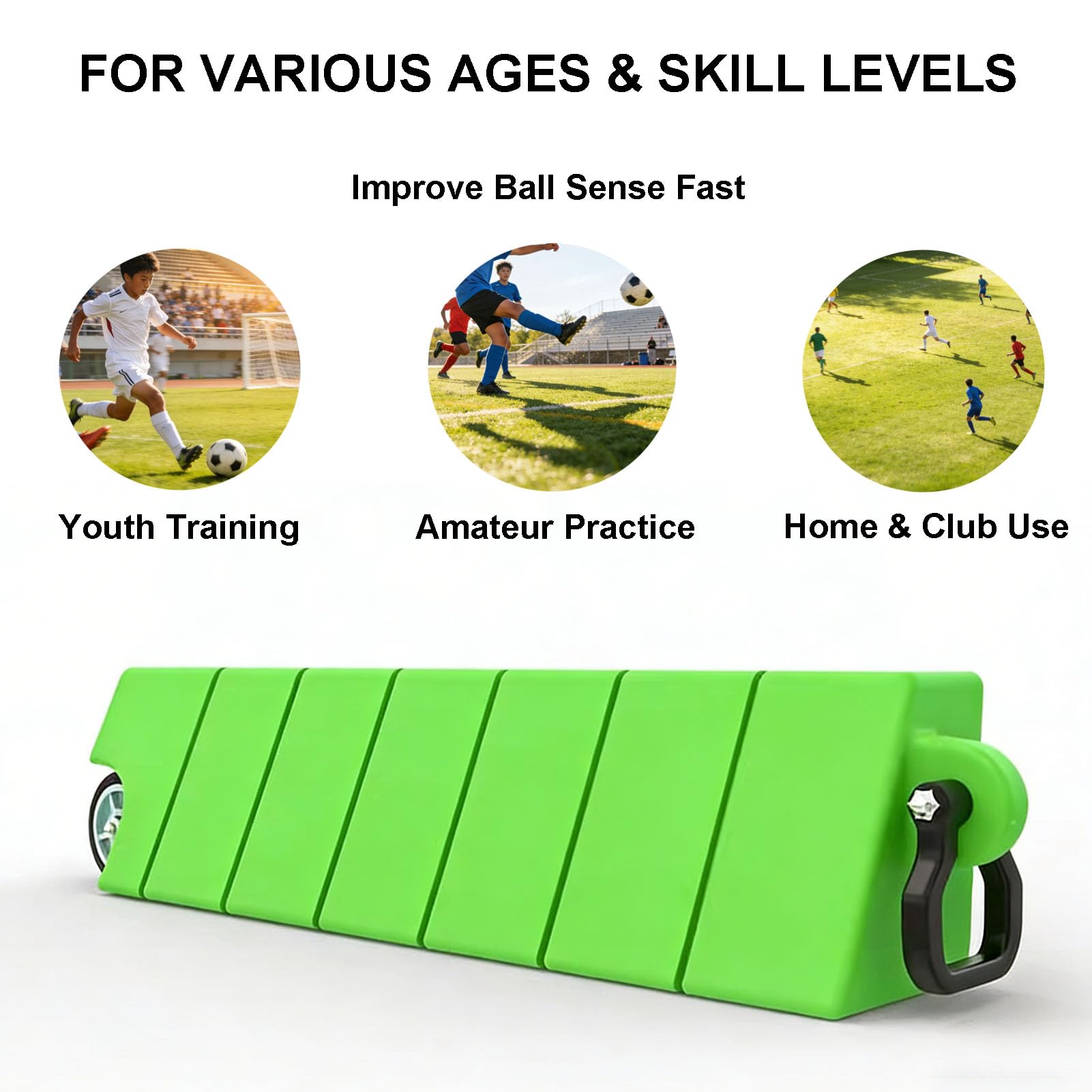 108x25x30cm Pedana da Rimbalzo da Calcio Con ruote | multifunzionale Attrezzatura Allenamento da Calcio, Parete Calcio Portatile Con la maniglia
