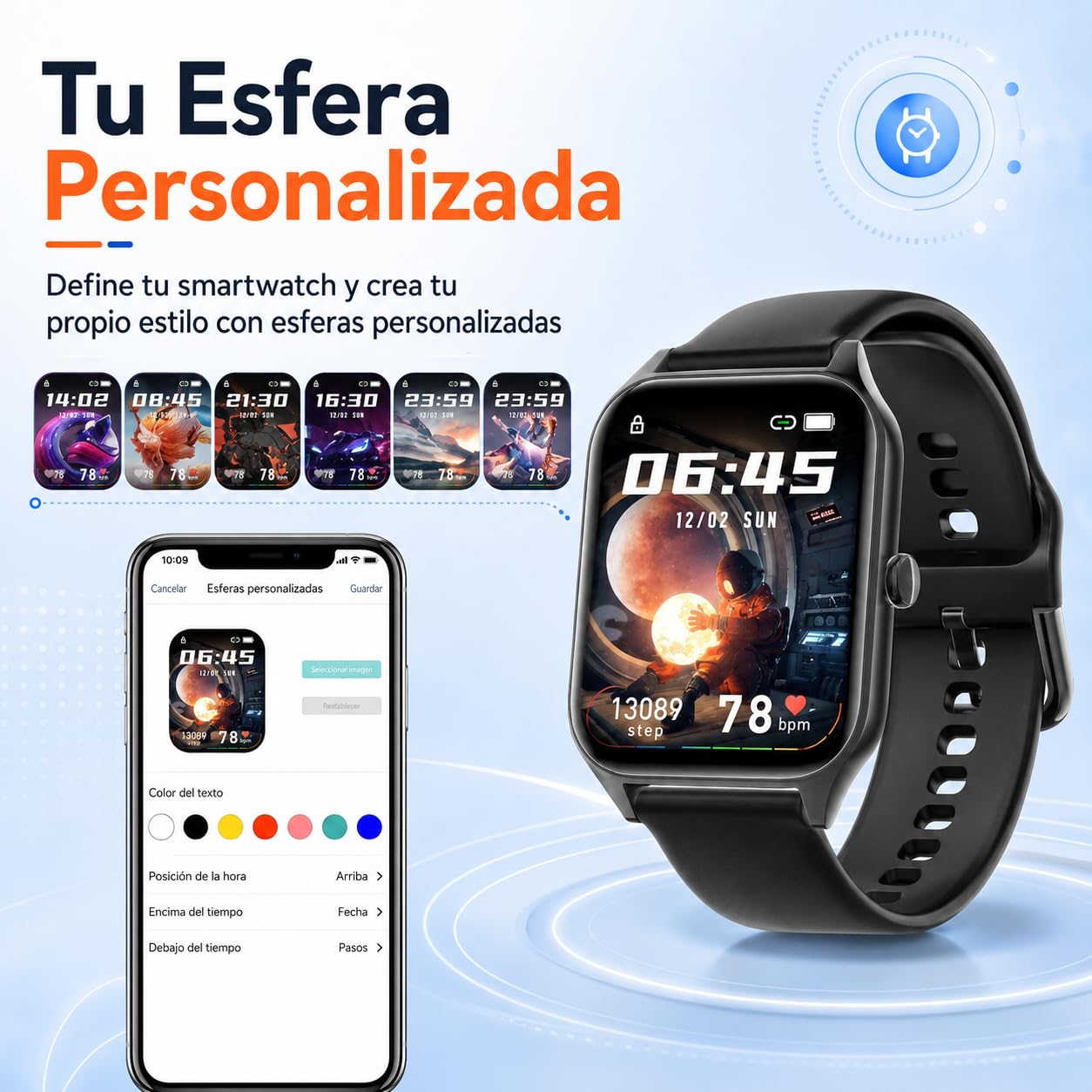 Cozey Maison GLUCOWATCH, Reloj de Actividad con Pantalla Clara, Control Diario de Pasos, Distancia y Calorías, Correa Cómoda para Trabajo, Casa y Deporte (Negro)