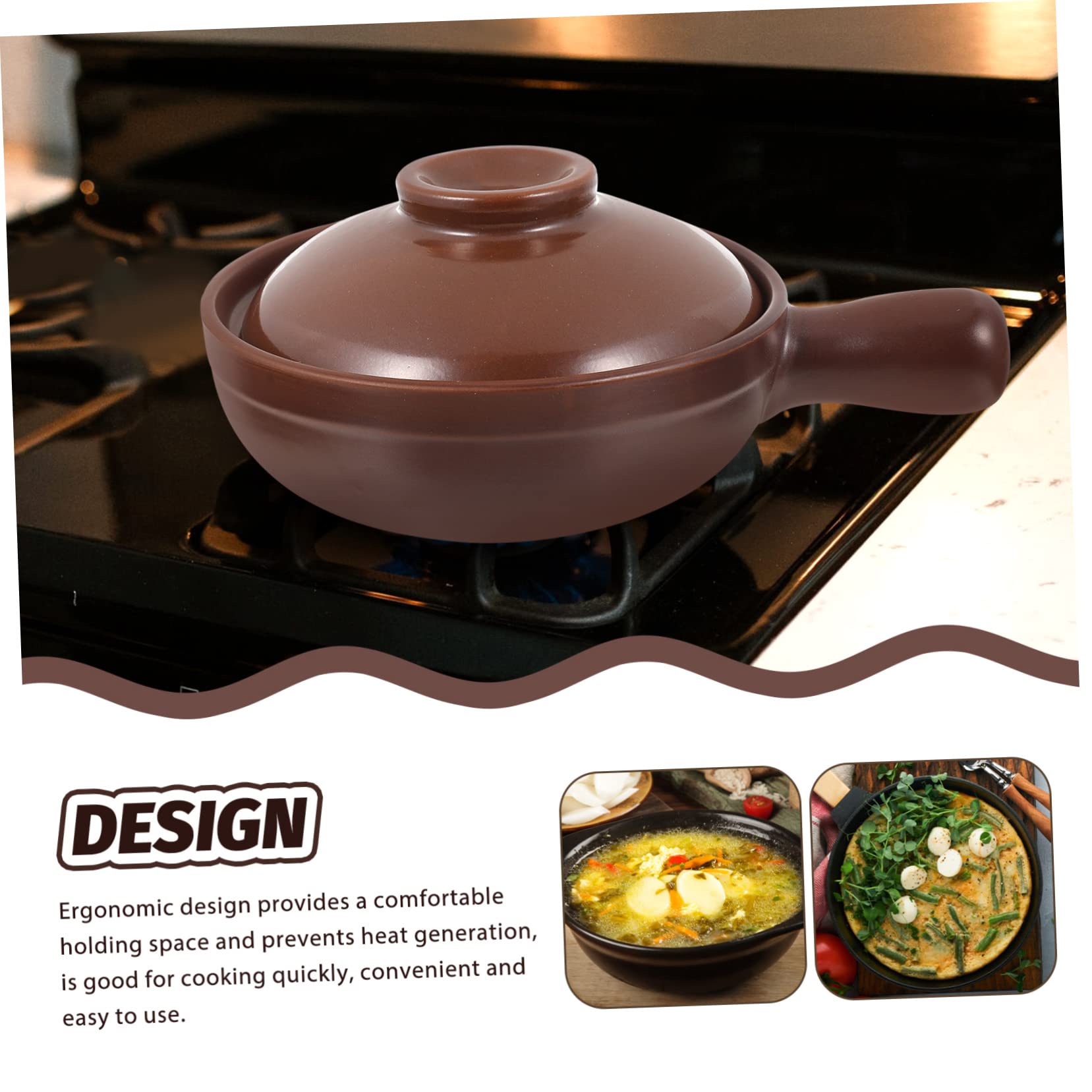 BESTonZON 1juego Cacerola De Cerámica Con Mango Olla Para Sopa Y Guiso Resistente Altas Temperaturas Para Cocina Casa Y Restaurantes