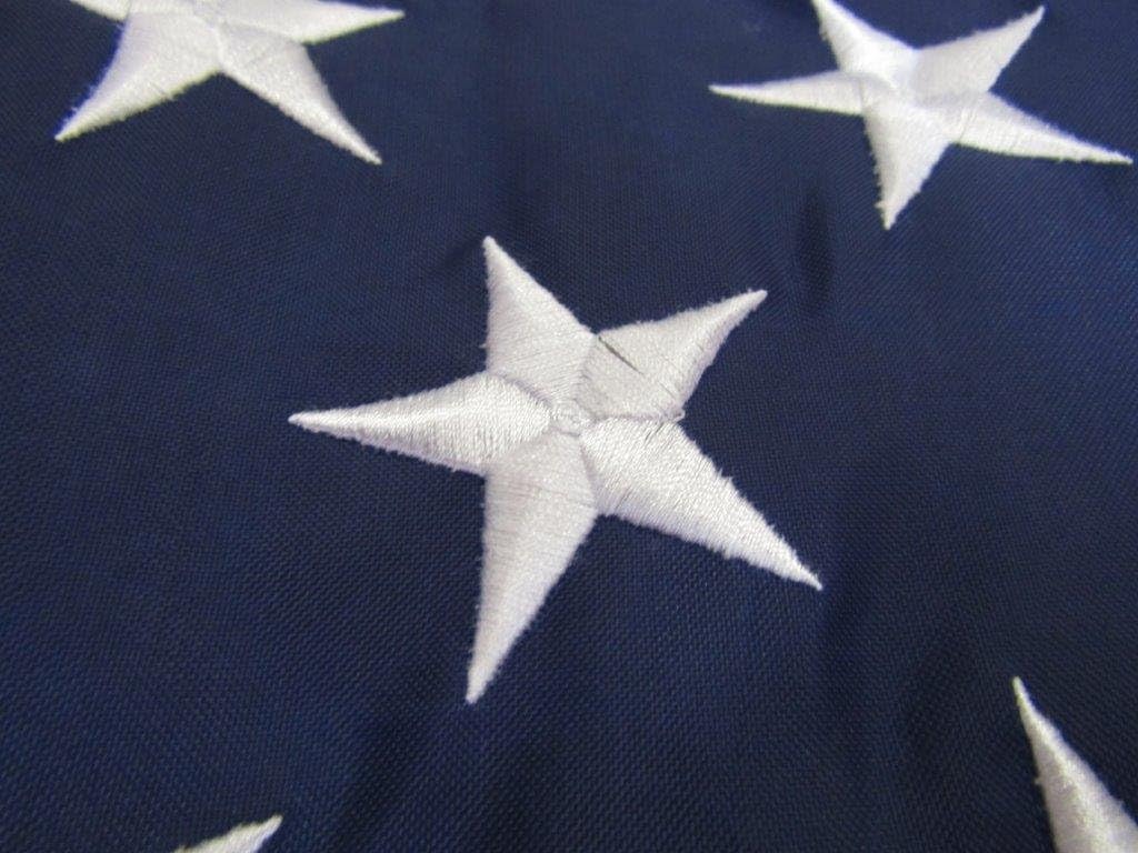 AES 3x5 Embroidered Sewn USA American Gold Fringe Sleeve 210D Nylon Flag 3'x5' Nylon Fade Resistant Double Stitched Premium Penant House Banner Grommets