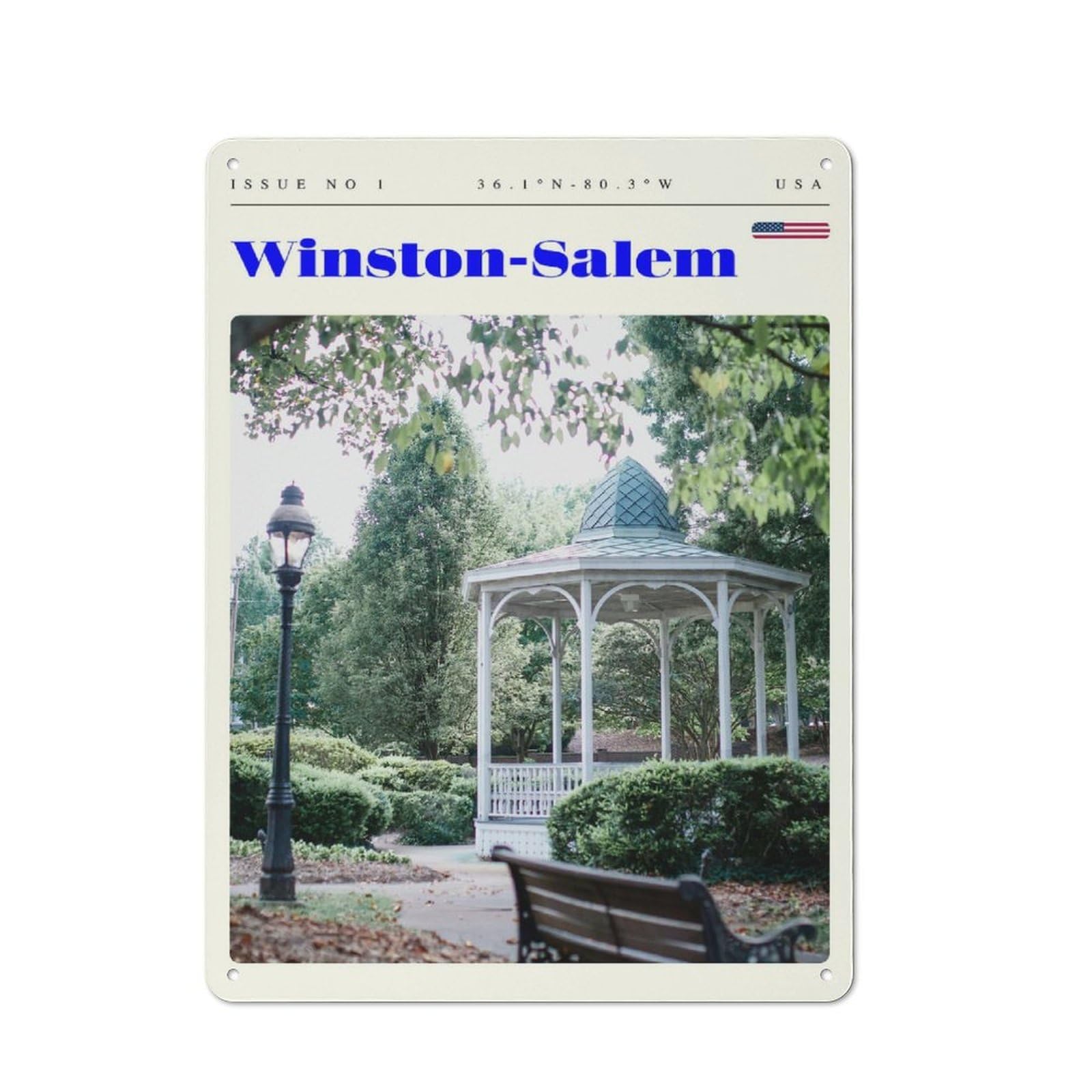 Junmoney Style-23 Winston-Salem North Carolina Travel Art Retro Metal Wall Decor 40X30cm, Retro Metal Sign For Garage, Hobby Room, Office Or Man Cave