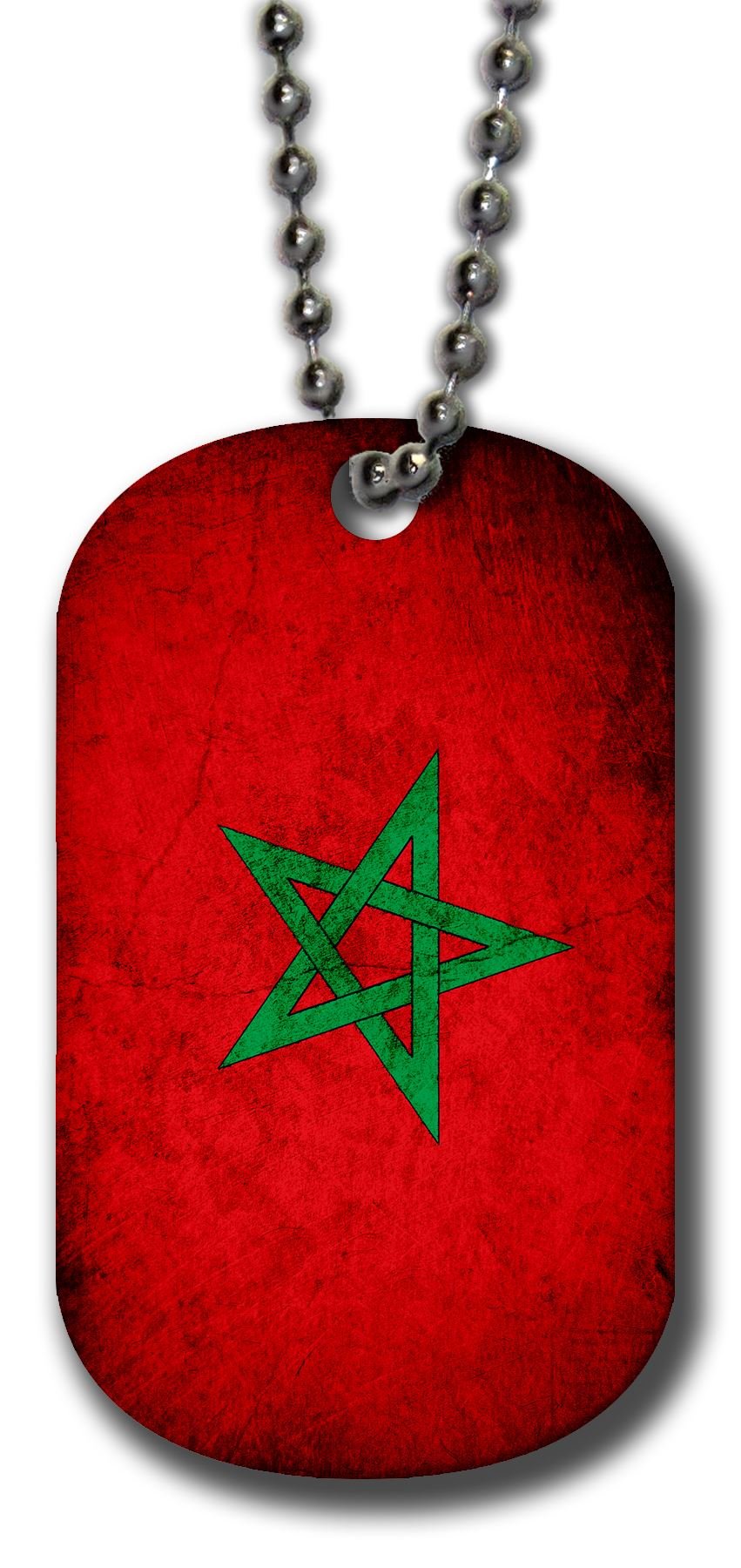 ExpressItBest Aluminum Dog Tag Necklace and Key Ring - Flag of Morocco (Moroccan) - Rustic