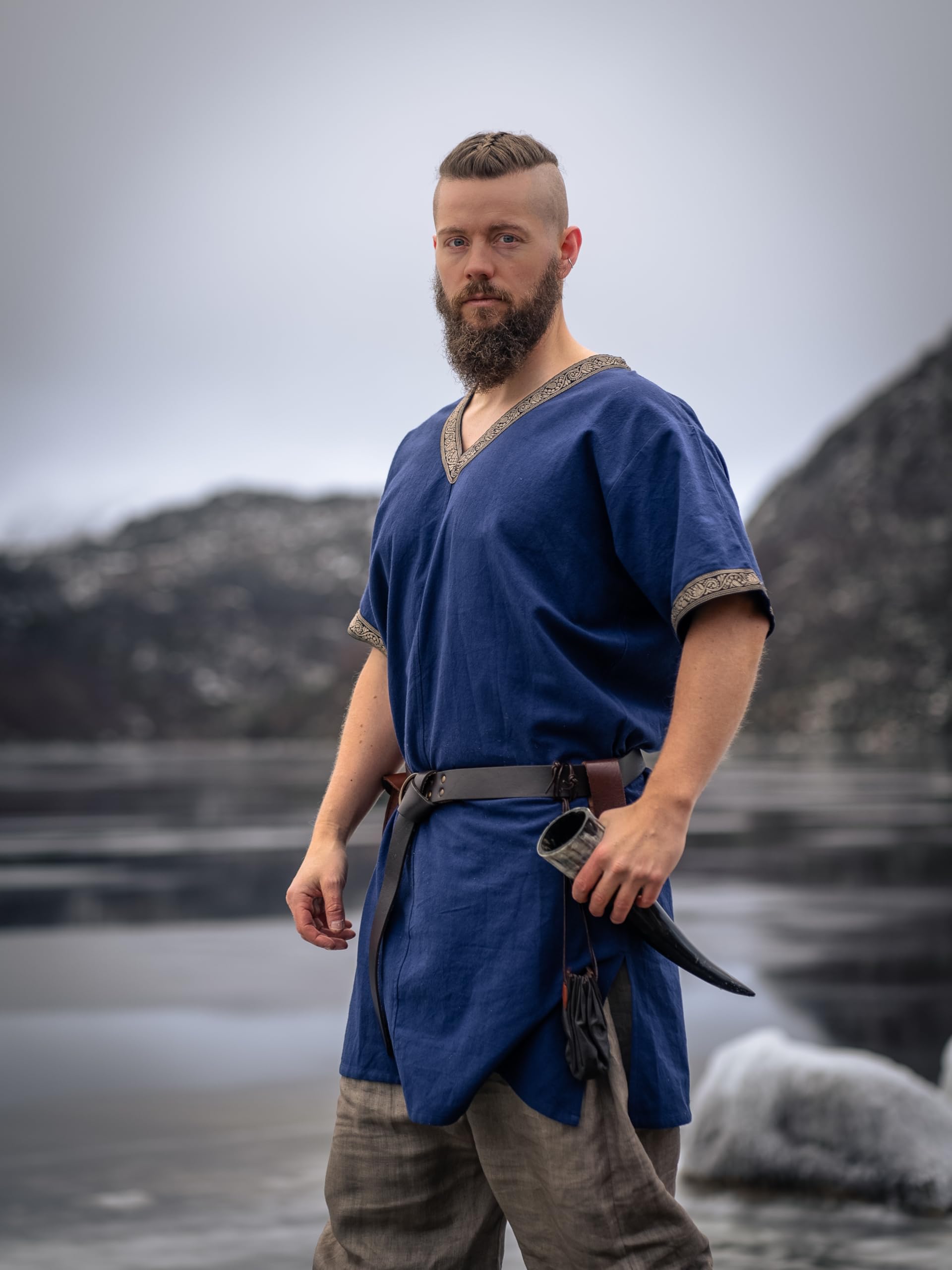 Leonardo Carbone® Tunique Viking Loki - Vêtements médiévaux Hommes, Chemise médiévale Hommes, Costume de Carnaval Hommes, Tunique Viking, vêtements LARP - 100% Coton