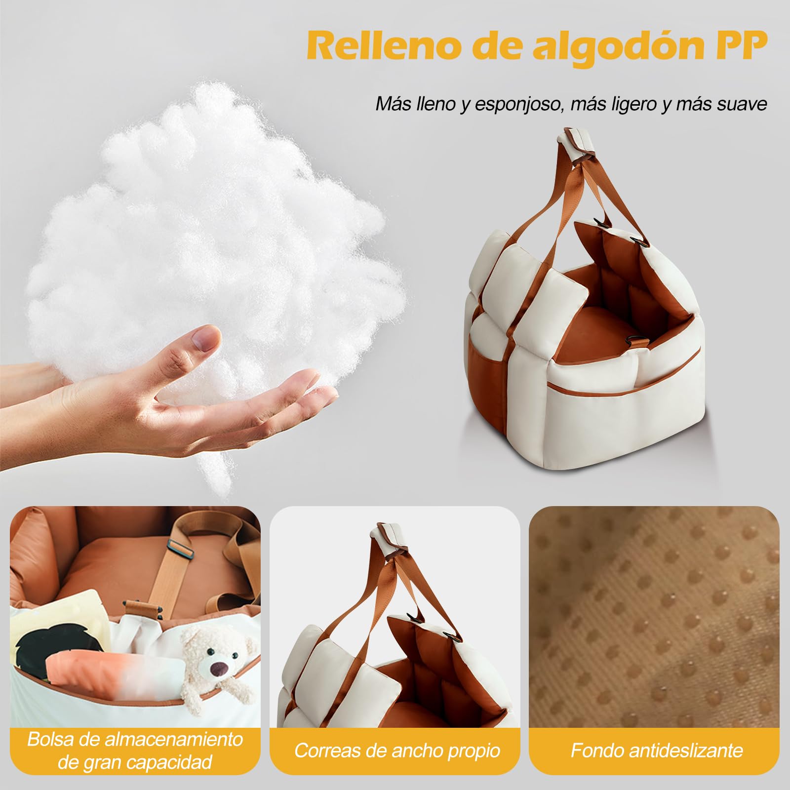 Ergocar Mascotas Asiento para Coche con Consola Central Tejido Oxford Impermeable Resistente Al Desgaste y Que No Atrapa El Pelo Respaldo Ajustable Cinturón De Seguridad Doble Capa Asiento Elevado