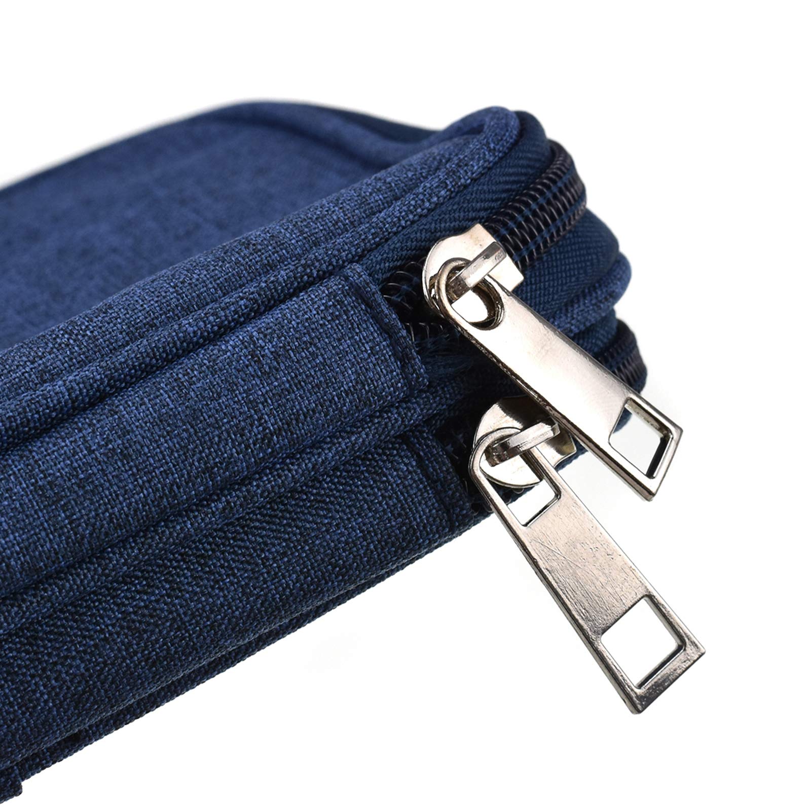 Juego de 5 bolsas de almacenamiento con cremallera para ganchos de ganchillo, color azul