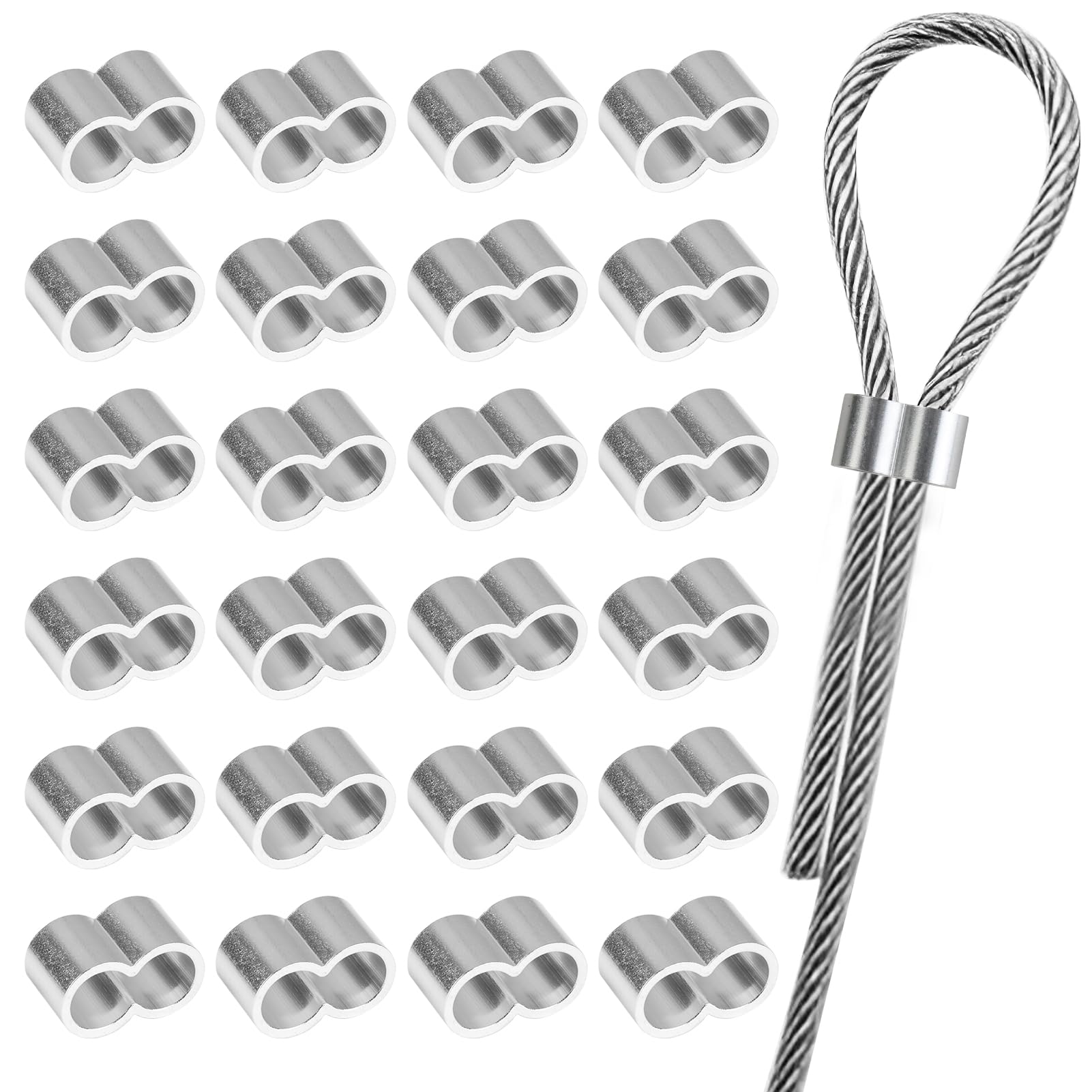 Fuxton 25 Manchons Aluminium Pour Serre-Câble 6mm - Pour Câble Expansion, Bâche