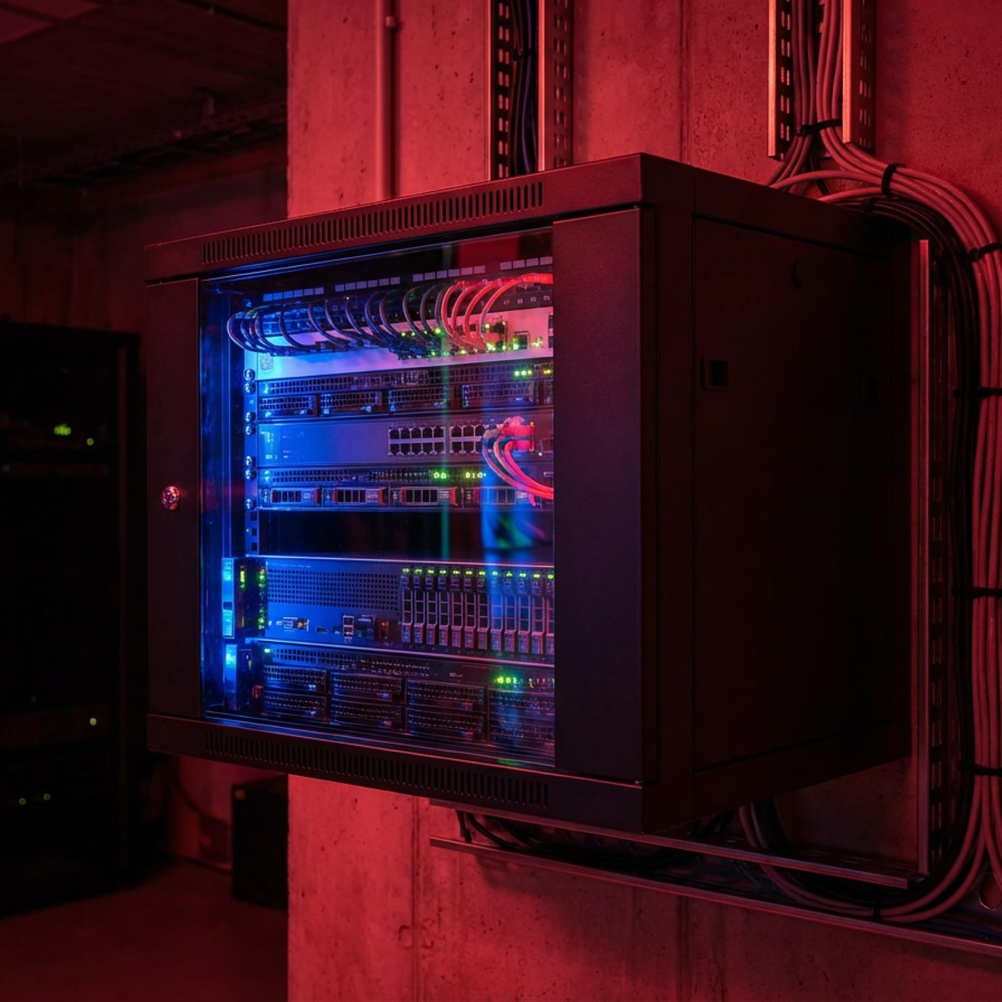 Labgear Armadio per server 12U, profondità 420 mm, con porta in vetro di chiusura, pannelli in acciaio ventilato per apparecchiature IT da 19", dispositivi AV senza attrezzi, montaggio piatto