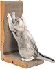 Happy & Polly L Shape Cat Scratcher - 25.8 Inch Vertical Cat Scratching Board with Ball Toy for Indoor Cats - Cardboard Cat Scratch Pad Protecting Furniture