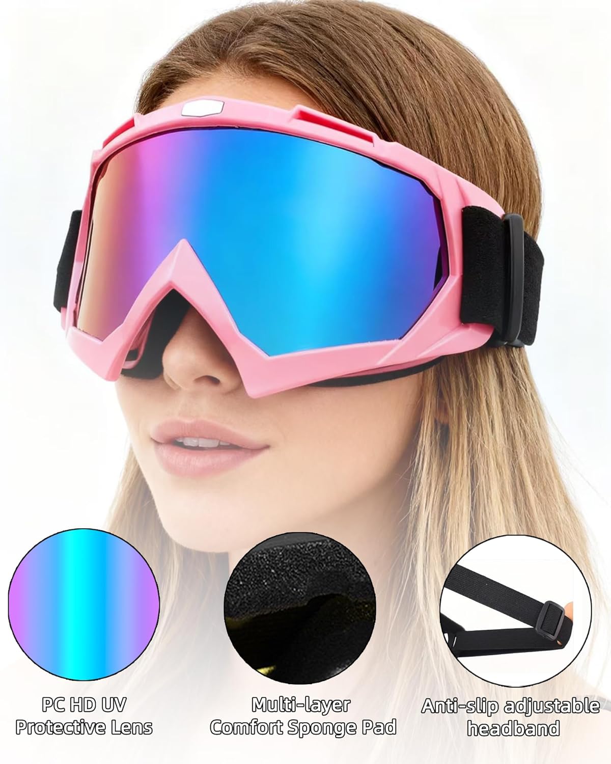 2 Pcs Motorcycle Goggles Dirt Bike Goggles 2 Pack Neck Breathable Bandana Mask Ski ATV Riding Motocross Glasses - Image 5