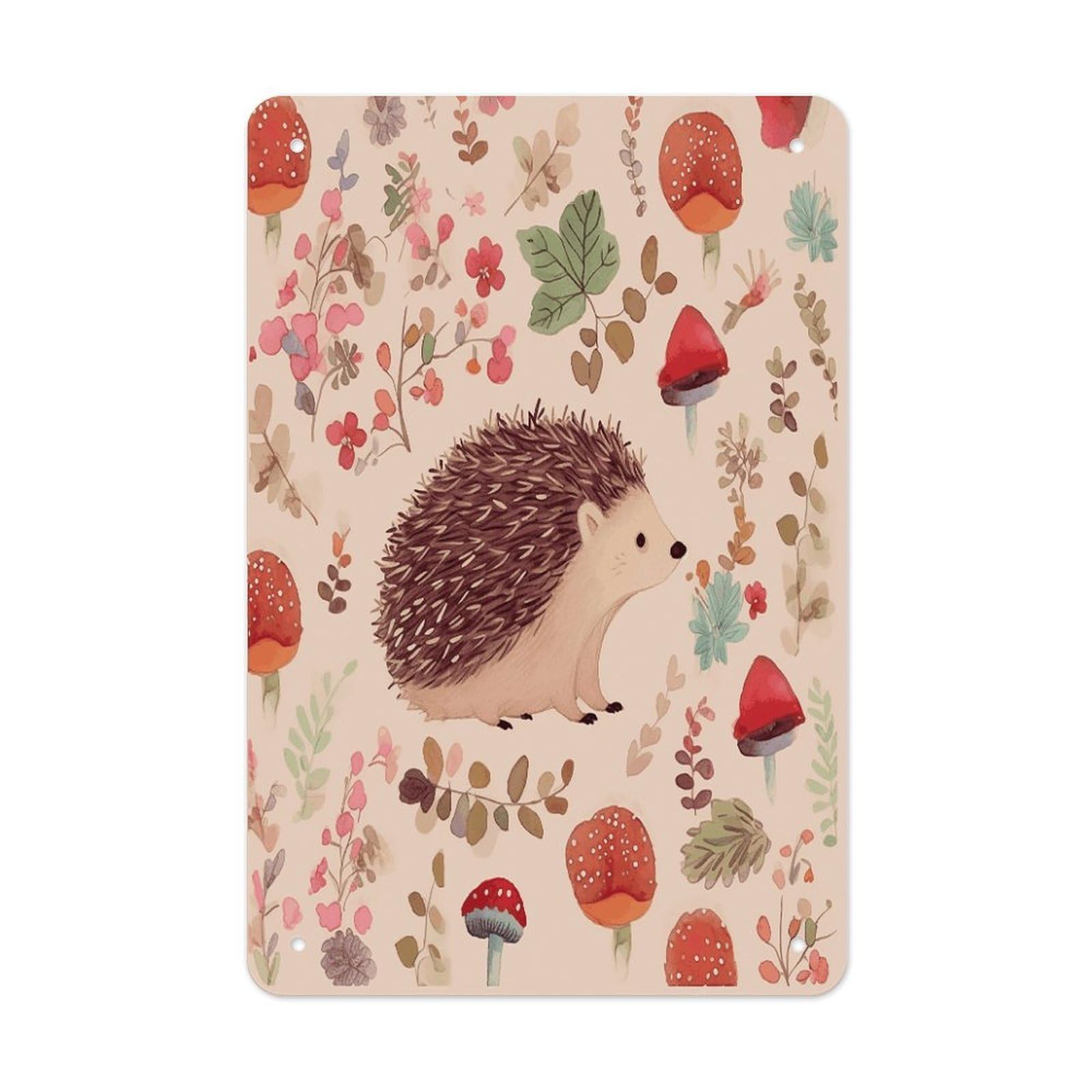 VstaDank Lovely Hedgehog Metal Tin Signs Personalized Wall Art Prints Decoration Art Poster Funny Vintage Tin Sign Iron Sheet Painting Metal Signboard Decor Painting for Wall Decor