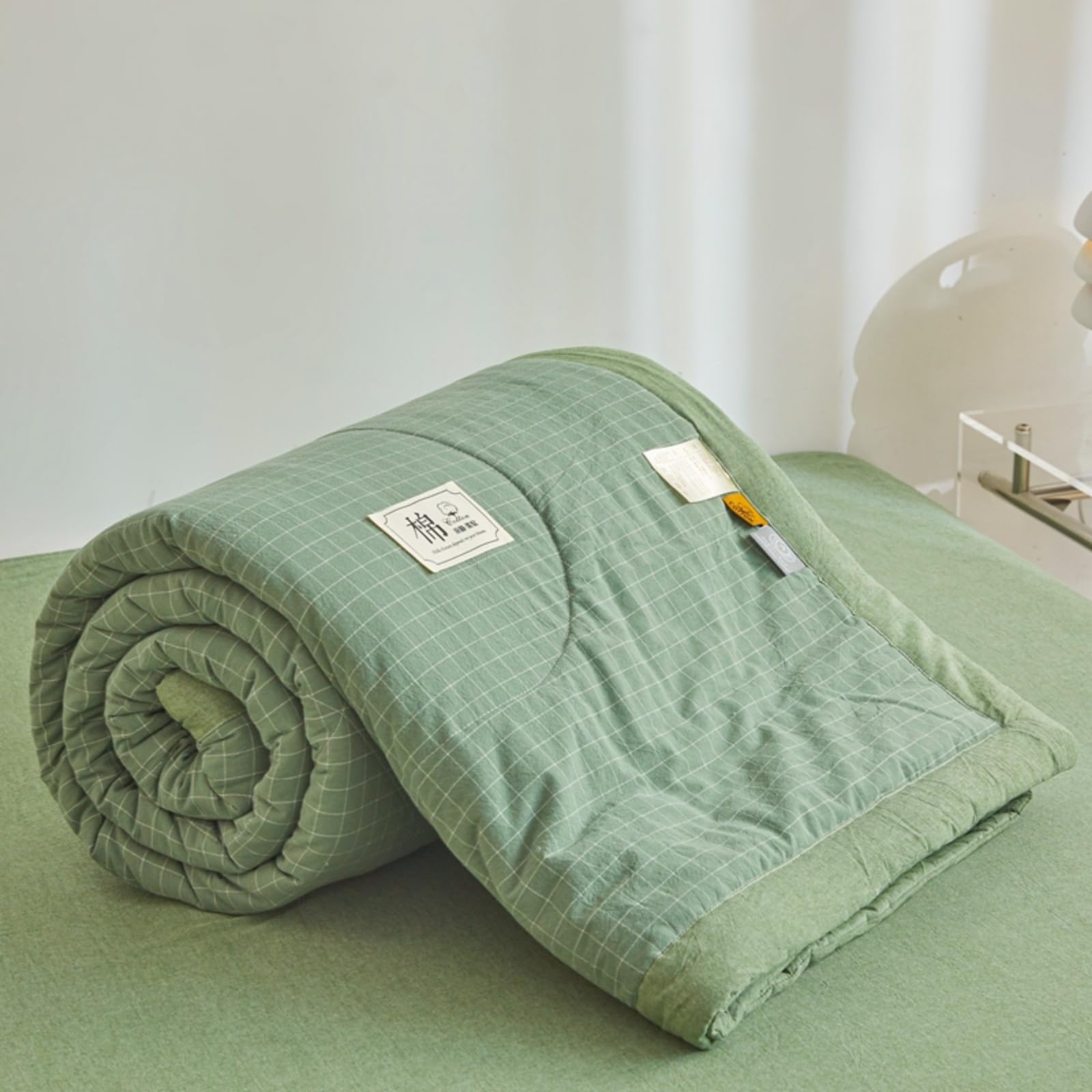 Odot Coverless Duvet 4.5 Tog for Single Double King Size, Summer Coverless Duvet 250 Count No Cover Needed Lightweight Breathable Soft Cosy Cold Quilt Blanket (Check 1,150x200cm)