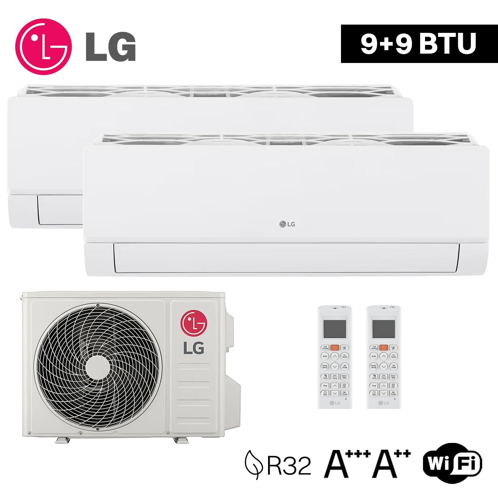 LG Climatiseur Multi Split Libero Smart WiFi 9 000 + 9 000 Btu, DualCool Inverter, R32, Clim avec Chauffage et Refroidissement, Comfort Air, Filtre Double Protection