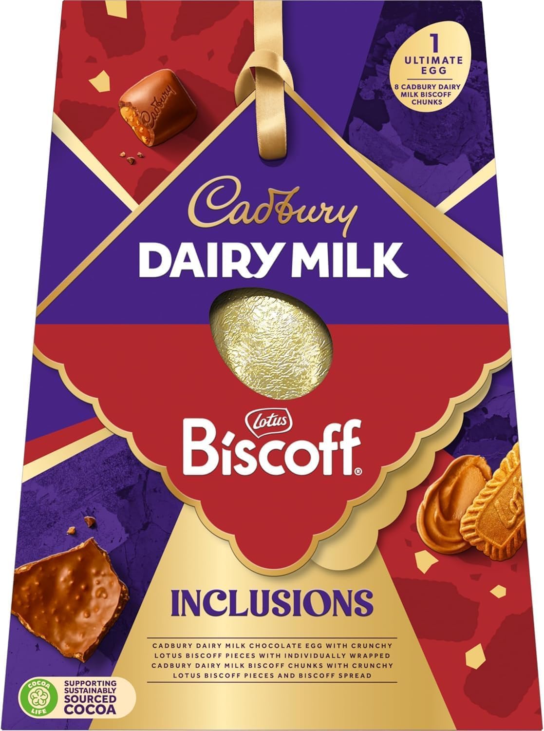 Premium easter eggs chocolate box - Best big size Easter 2026 Gift For Family & Friends (Cadbury Dairy Milk LOTUS Biscoff Shell Egg 368g)