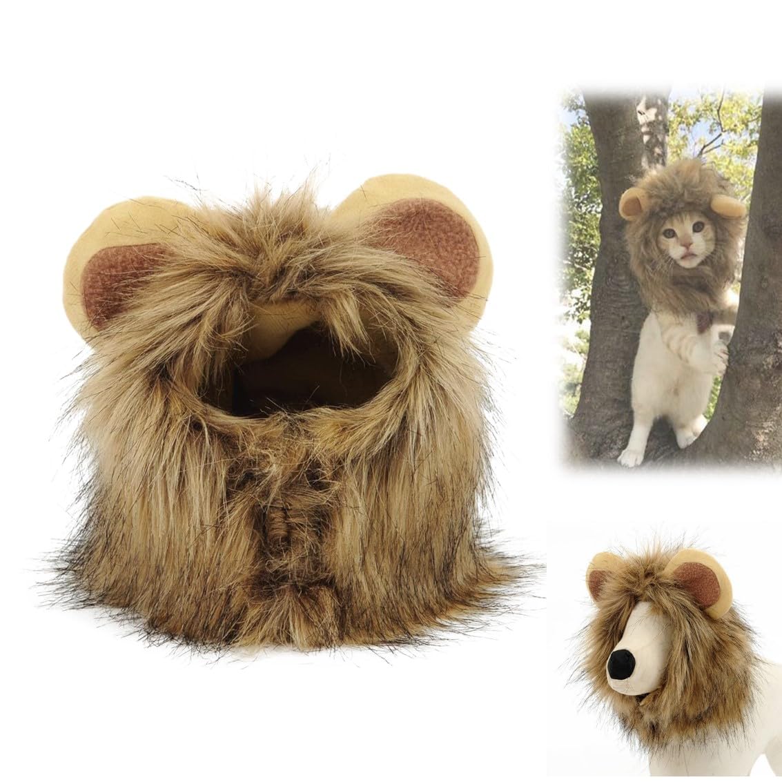 Disfraz de melena de león para gato, ajustable, divertida melena de león para mascotas, disfraz realista para mascotas, disfraces para Halloween, Navidad, accesorios de ropa para mascotas peludas
