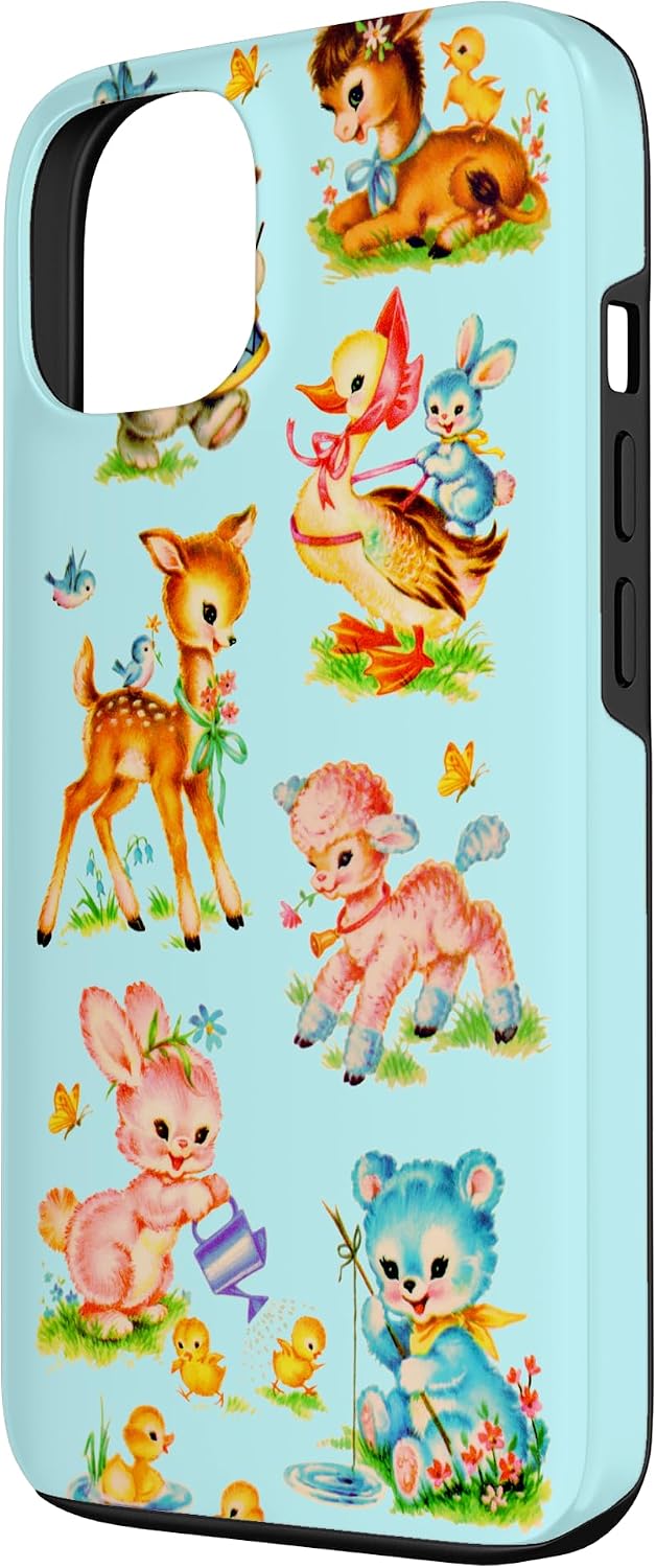 Vintage Baby Animals Retro Nursery Animals Blue Coquette Case for iPhone 13