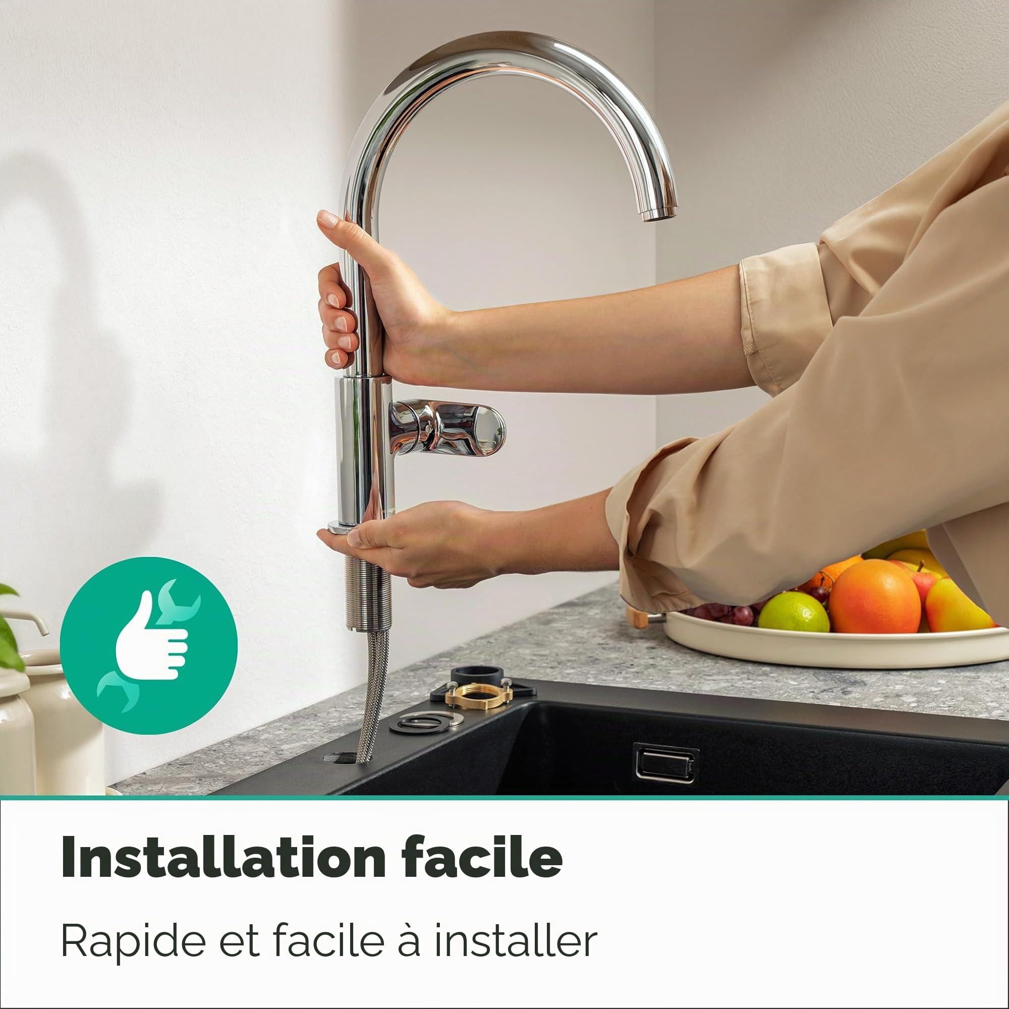 hansgrohe Vernis Blend M35 Mitigeur de cuisine 210, 1 jet, chromé, 71870000