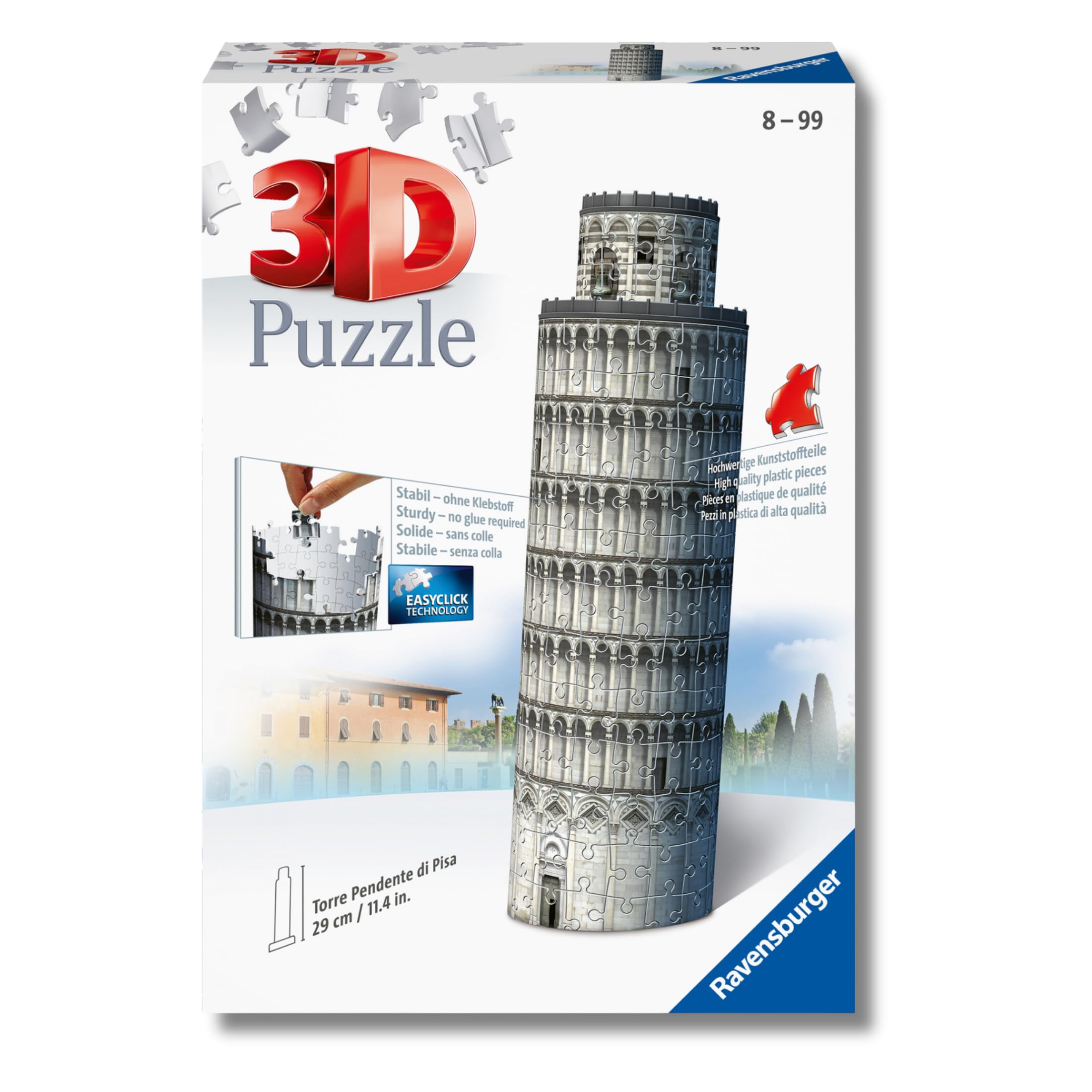 Ravensburger - Puzzle 3d Adultos Torre De Pisa | Puzzles 3d Para Adultos Y Niños De 10 Años O Más | Maquetas Para Montar De 216 Piezas | Regalos Niños 10 Años O Más