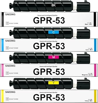 GPR53 GPR-53 Toner Cartridge Compatible for Canon ImageRunner C3325 C3325i 3330 C3330i 3520 C3520i 3525 C3525i 3530 C3530i DX C3725i C3730i C3826i C3830 C3830i C3835i Printer4 Pack,BCMY