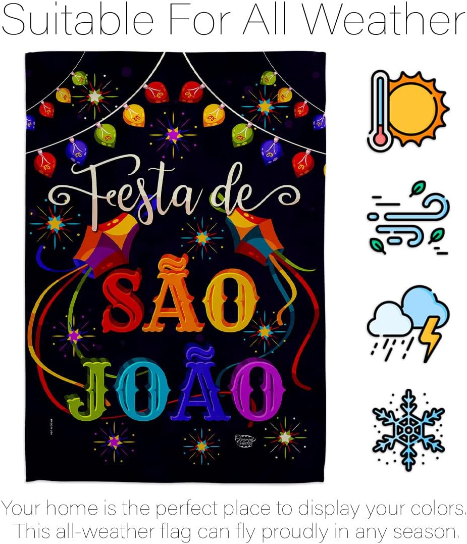 Festa de São João Garden Flag - Celebration Junina Brazilian Festivals Festas Occasion June Party - House Decoration Banner Small Yard Gift Double-Sided Made in USA 13 X 18.5