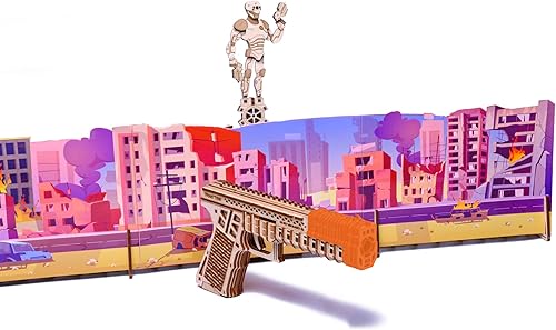 Miniatura 6 de Wood Trick Juego de disparo eléctrico – Rompecabezas de madera 3D para adultos y niños para construir – Juegos de tiro al blanco – Kits de modelos