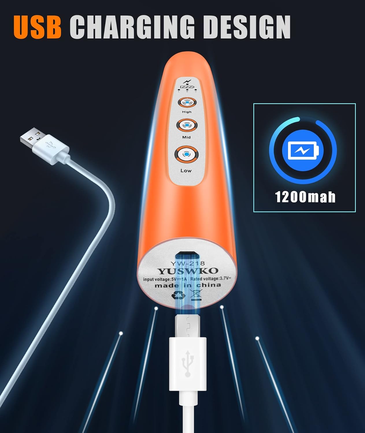 YUSWKO Milk Frother Handheld with 3 Heads, Electric Whisk Drink Foam Mixer with USB Rechargeable 3 Speeds, Mini Frother for Coffee Latte, Cappuccino, Hot Chocolate, Egg