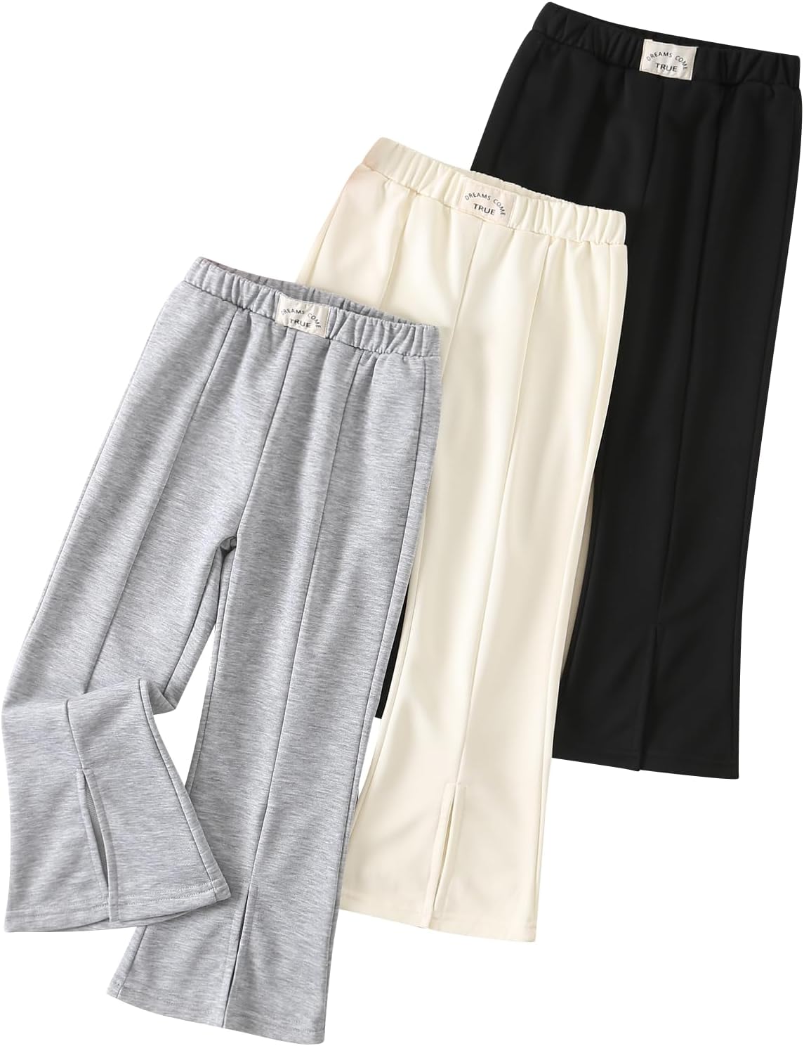 Girls 3 Pcs Wide Leg Sweatpants Casual Elastic Waist Straight Leg Jogger Pants with Pockets
