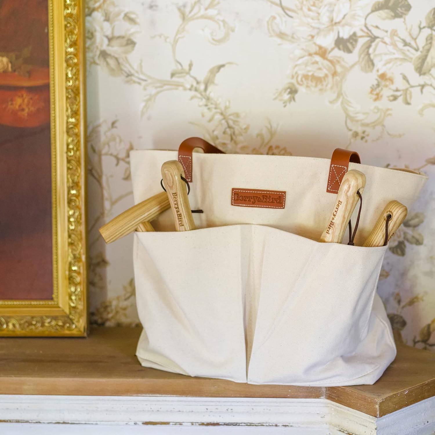 Berry&Bird Garden Tool Bag, Canvas Garden Tote With Pockets, Wear-Resistant Multi-Purpose Tool Storage Bag, Home Organizer Gardening Tool Kit for Indoor and Outdoor Gardening, 21.65" x 7.09" x 13.78" - Image 7