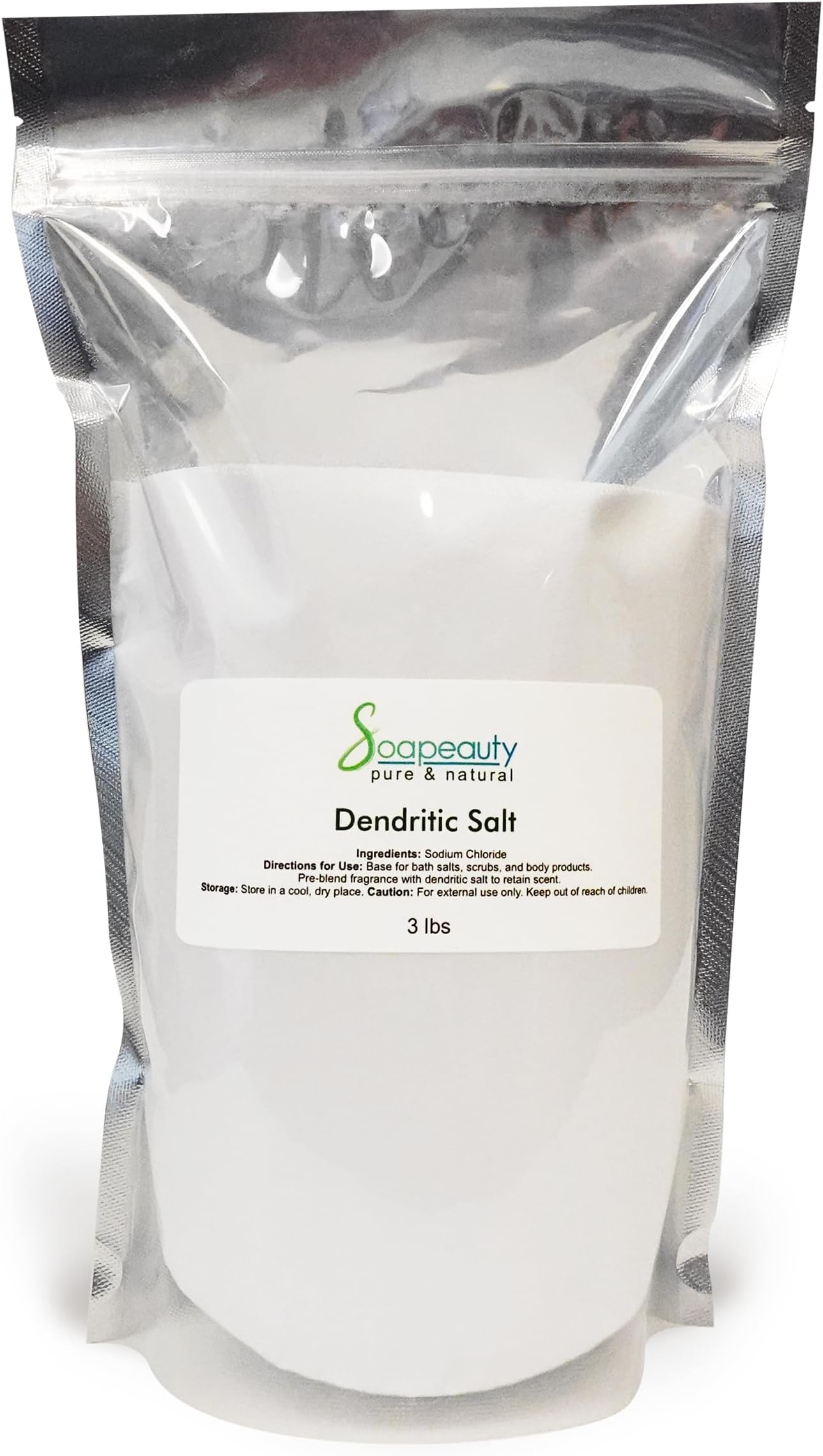 Soapeauty Dendritic Salt | Premium Fine Grain Bath and Body Salt for Scrubs, Exfoliants, and Milk Baths | High Absorption for Fragrance Oils and Essential Oils | 3 lb