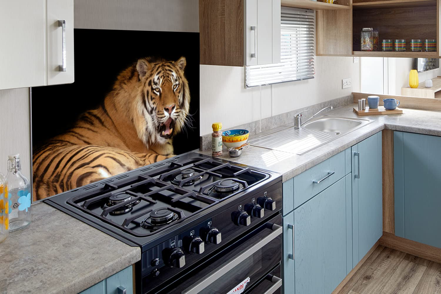 Credence Aluminium Tigre Noir Et Blanc 70x50 Cm - Plaque Protection Hotte Cuisine