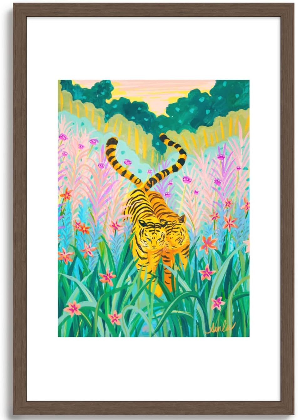 Amazon.co.jp Society6 Tigers in Garden サンリーアートフレームアートプリント クラシック