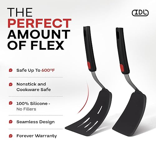 Miniatura 6 de Juego de utensilios de cocina de silicona (2 espátulas de silicona antiadherentes + 2 pinzas)  Espátulas de cocina resistentes al calor para uso en