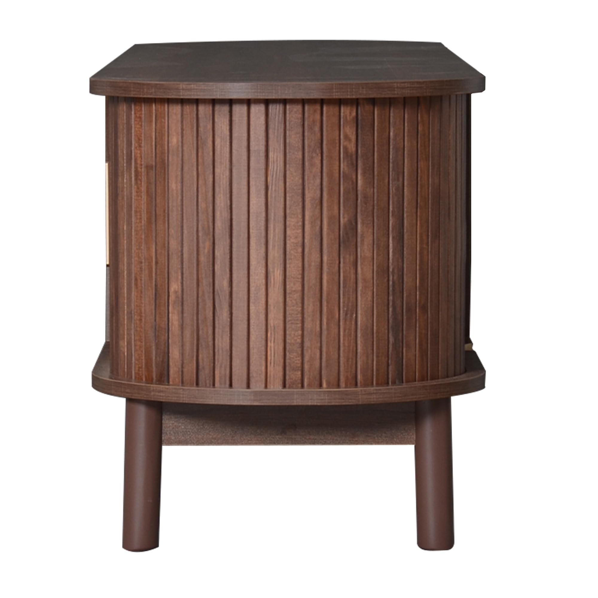 BTM Lowboard TV Marron, Meuble TV Plat avec Porte coulissante, Porte Rabattable vers Le Bas, per Jusqu’à 65 Pouces, avec Pieds, 165x40x46cm