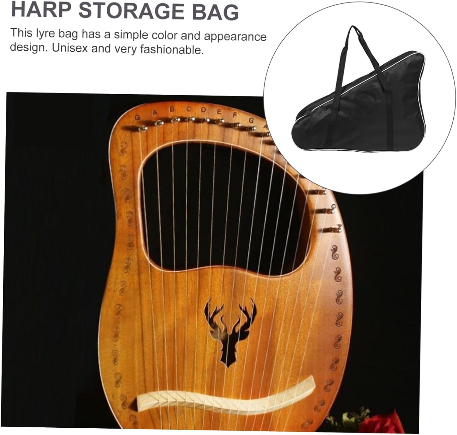 SHOWERORO Lyre Carrying Bag Cases for Harp Lyres Oxford Fabric Made Harp Holding Bag for Musicians